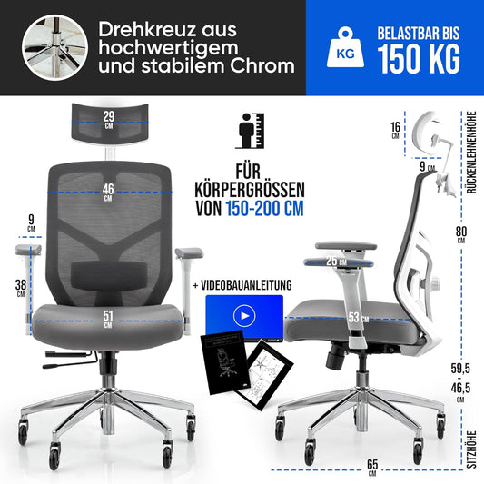 Ergonomischer Bürostuhl, Weiss