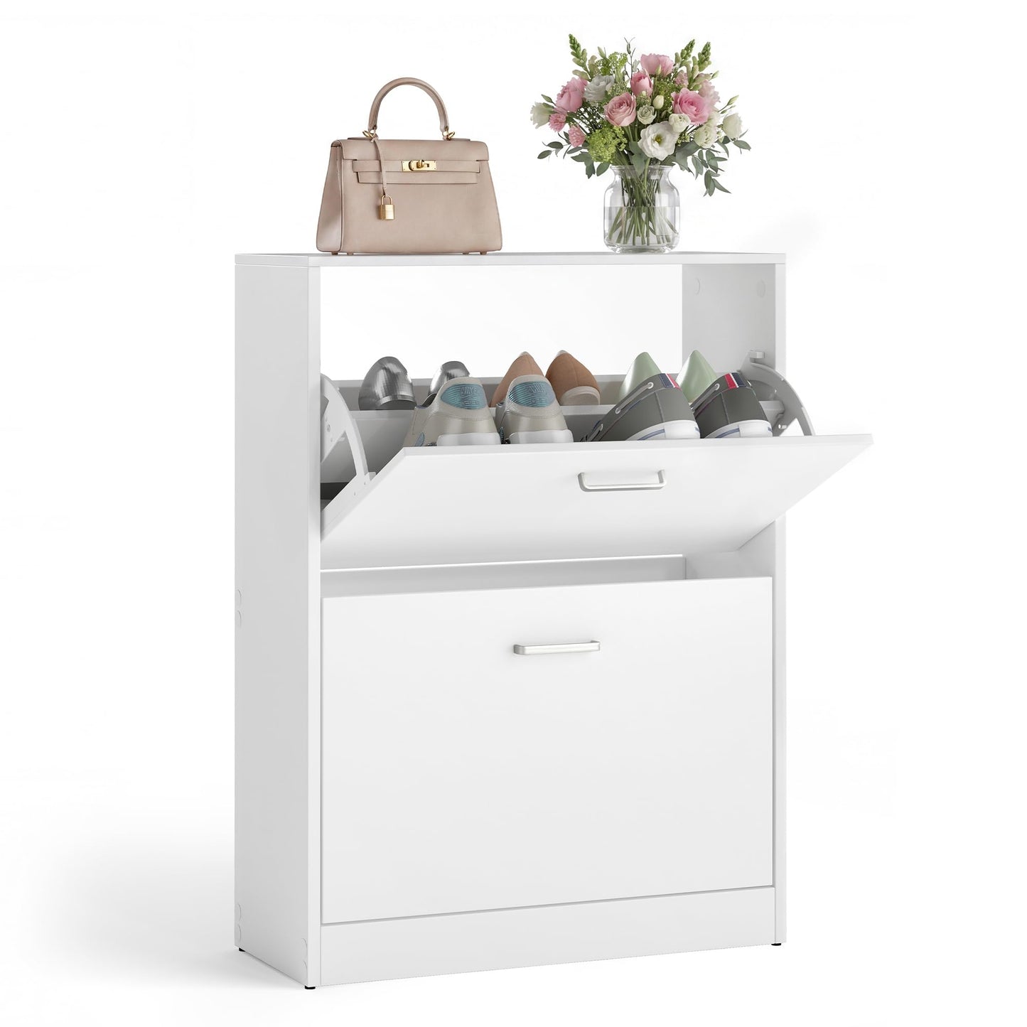 Schuhschrank aus der Custos Kollektion, Weiss 2 Klappen (60 x 24 x 83.5 cm)