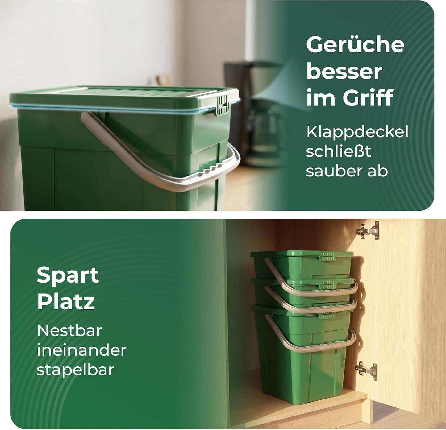 Biomülleimer 2er-Set, stapelbar, 2