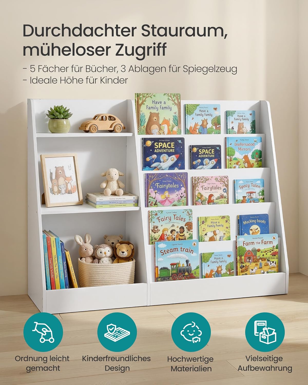 Custos Kollektion Bücher- und Spielzeugregal mit 5 Ebenen, 103,6B x 80H cm
