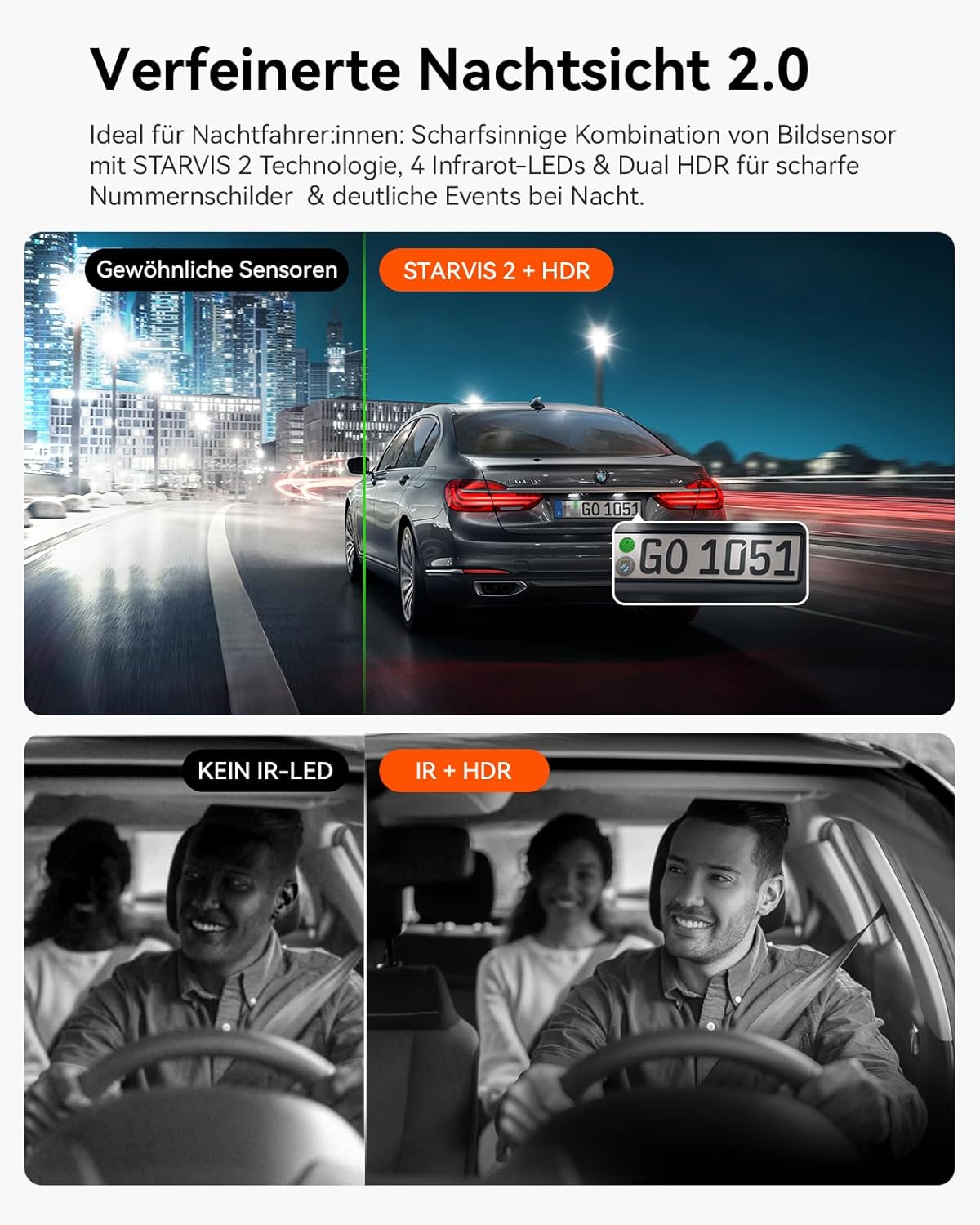 Dual-Dashcam N2X mit GPS & Sprachsteuerung, N2X