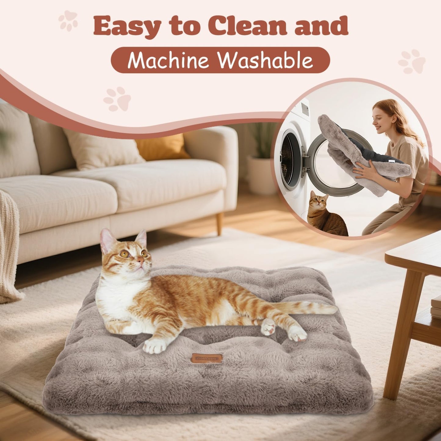 Flauschiges Katzenbett mit rutschfester Unterseite, waschbar, L50*W40cm