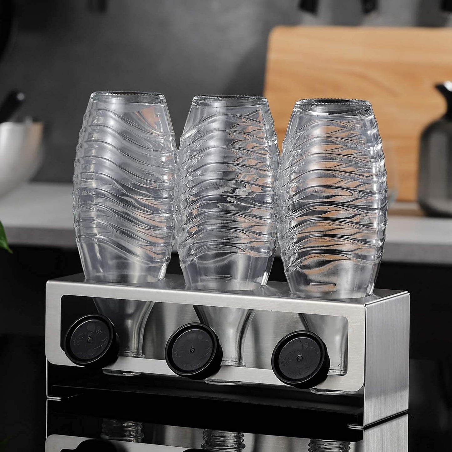 Flaschenhalter Abtropfständer für SodaStream, Matt-schwarz