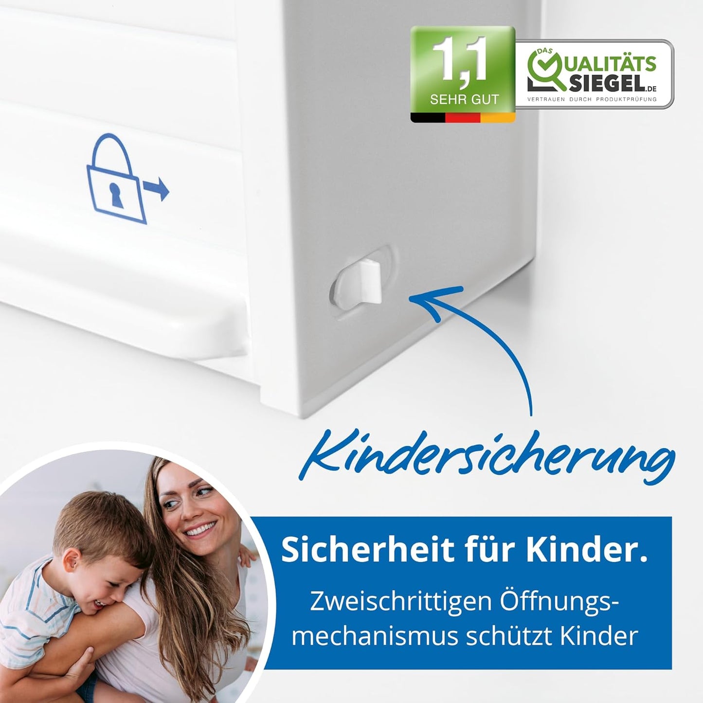 Medizinschrank mit Kindersicherung und Jalousie
