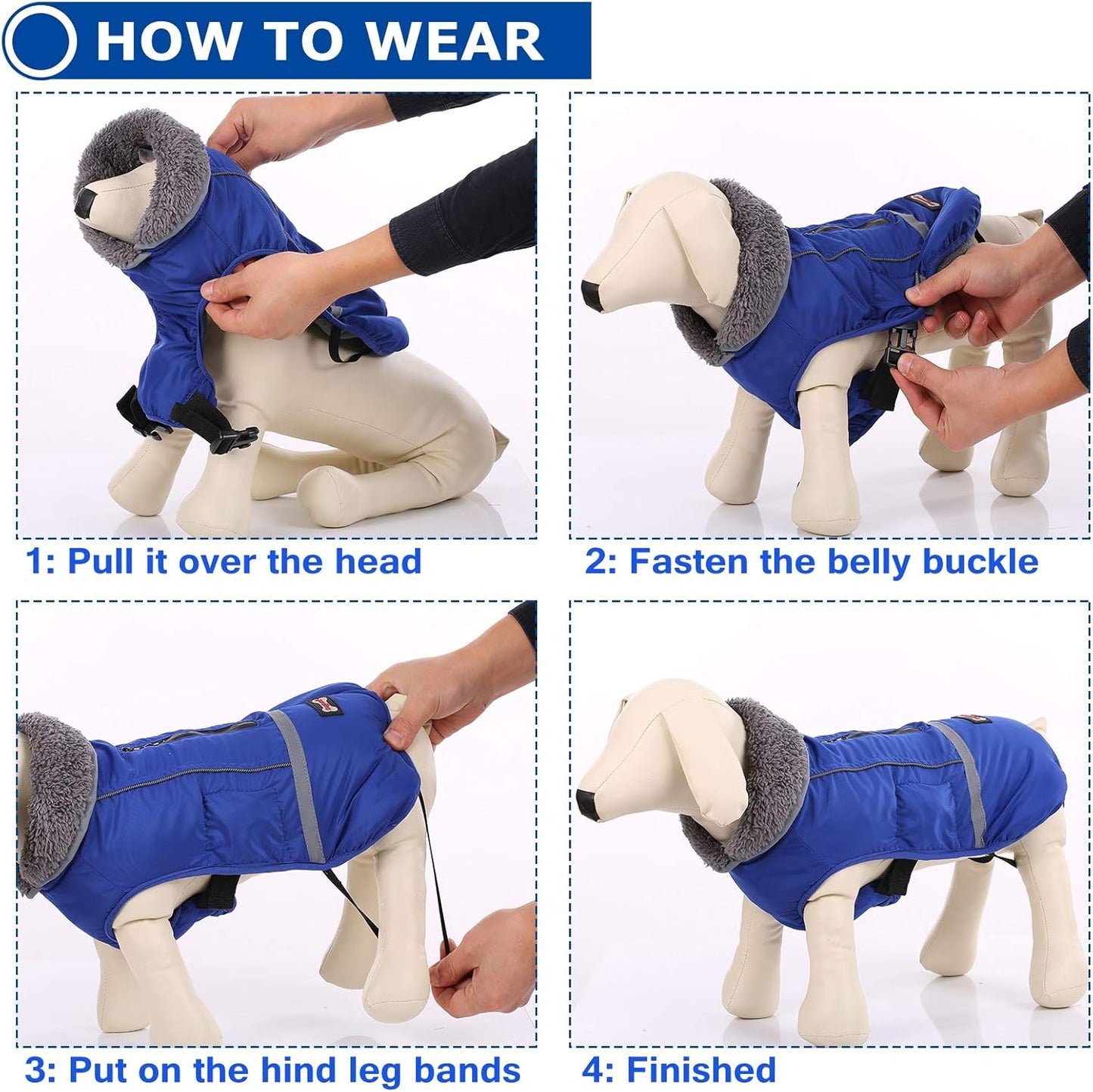 Hundewintermantel, Blau Small（Pack of 1）