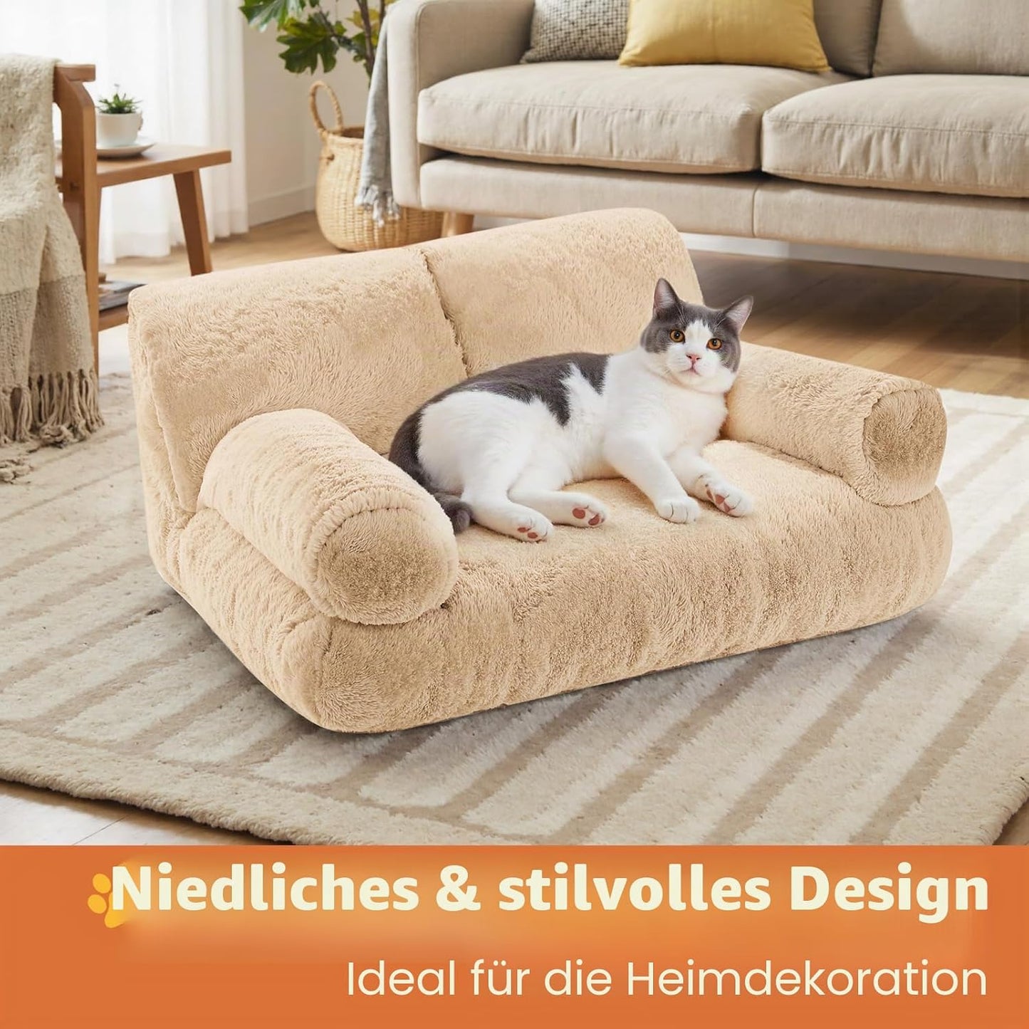 Orthopädisches Katzensofa mit abnehmbarem Bezug, Tea Milk Color 1