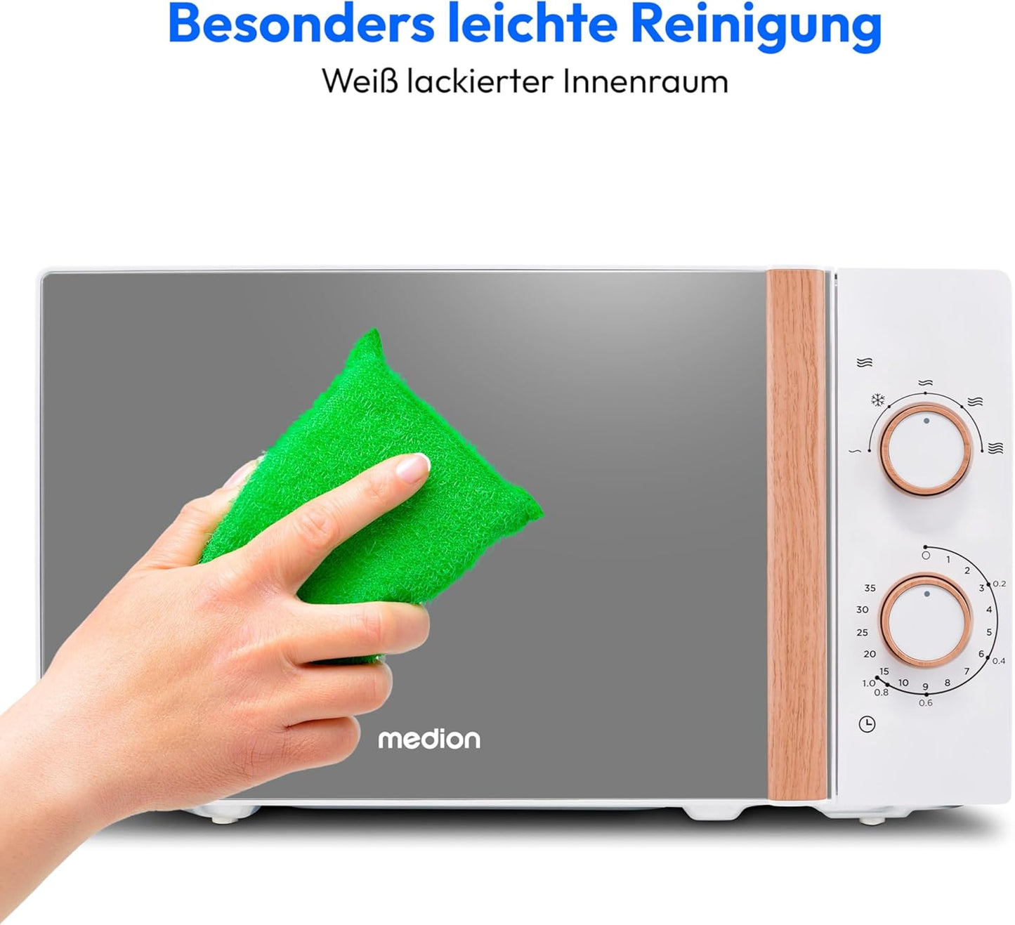 Solo-Mikrowelle MD 10596, Holzoptik, 20 Liter | 5 Leistungsstufen