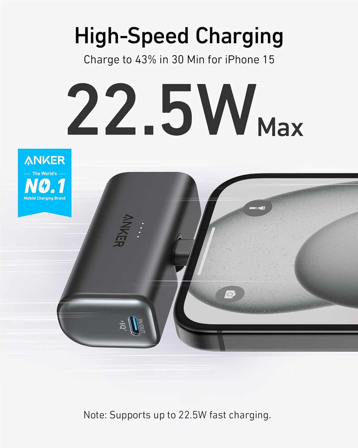 Powerbank mit USB-C Stecker, Schwarz
