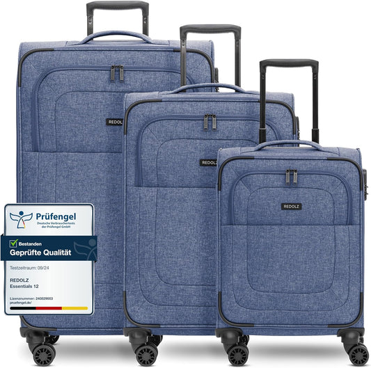 Essentials 12 THREE SET 4-Rollen Kofferset 3-tlg. mit Dehnfalte, Kofferset (3-teilig) 4-Rad erweiterbar, Blue