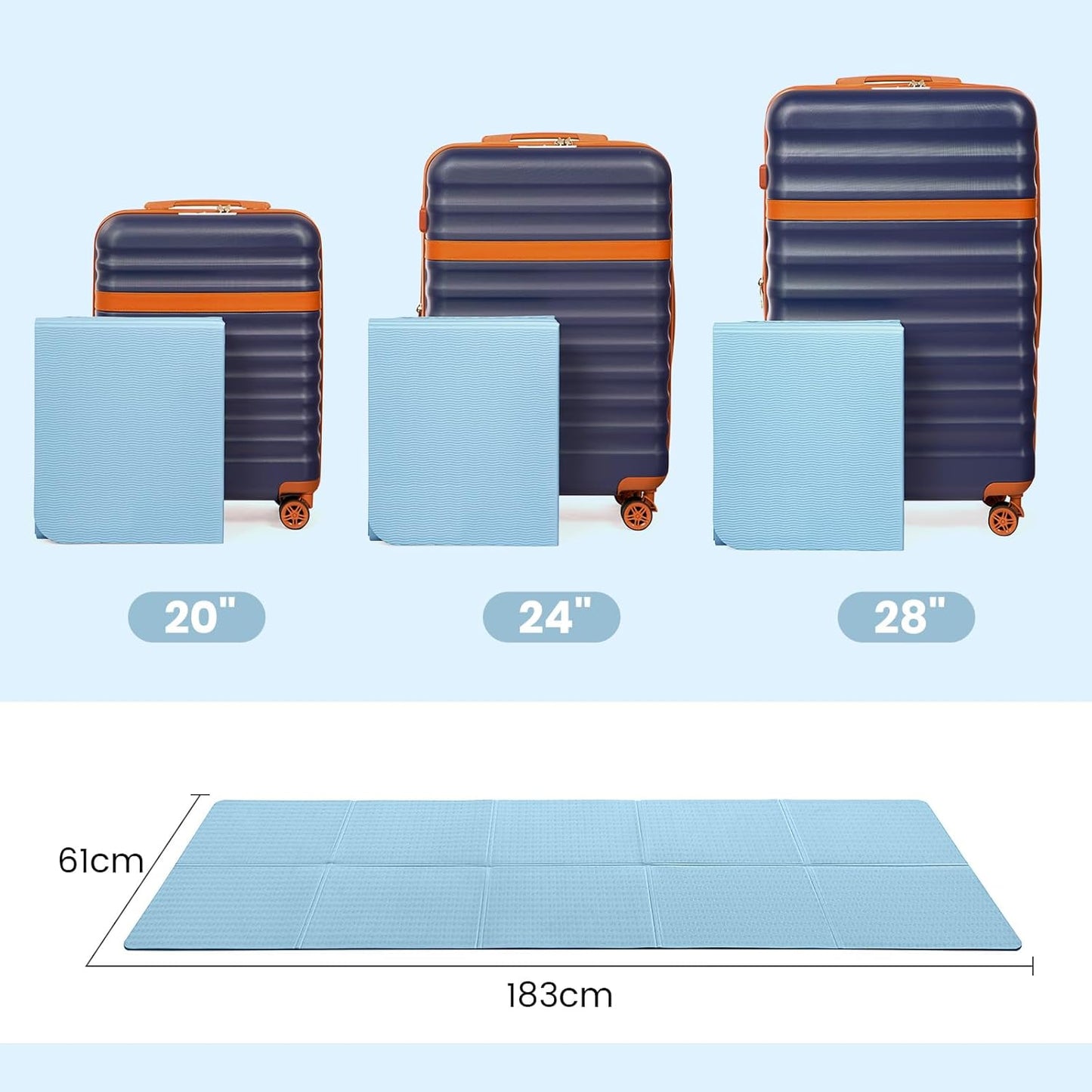 Klappbare Rutschfeste Yogamatte, Blau 183*61*0.6cm