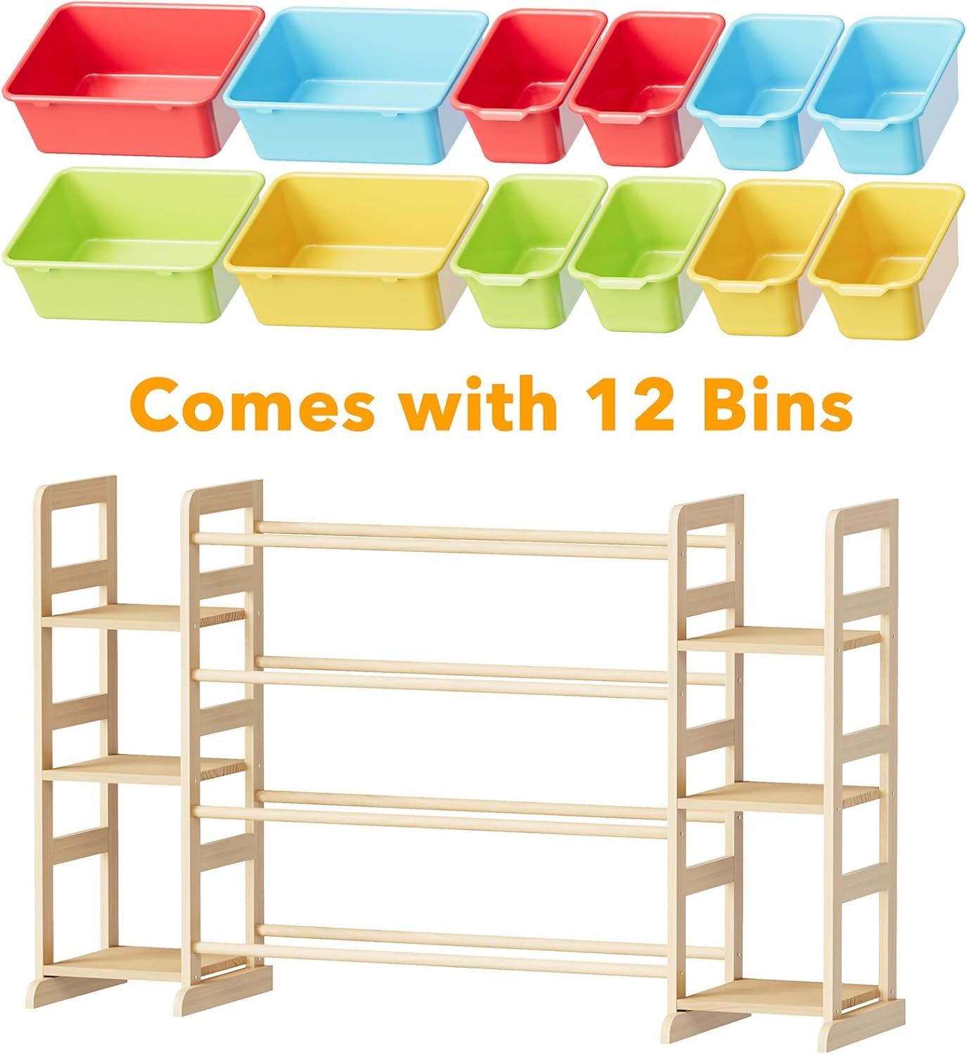 Spielzeug-Organizer mit Regalen und Behältern, Bunt 52.3"W, 6 Shelves, 12 Bins 1