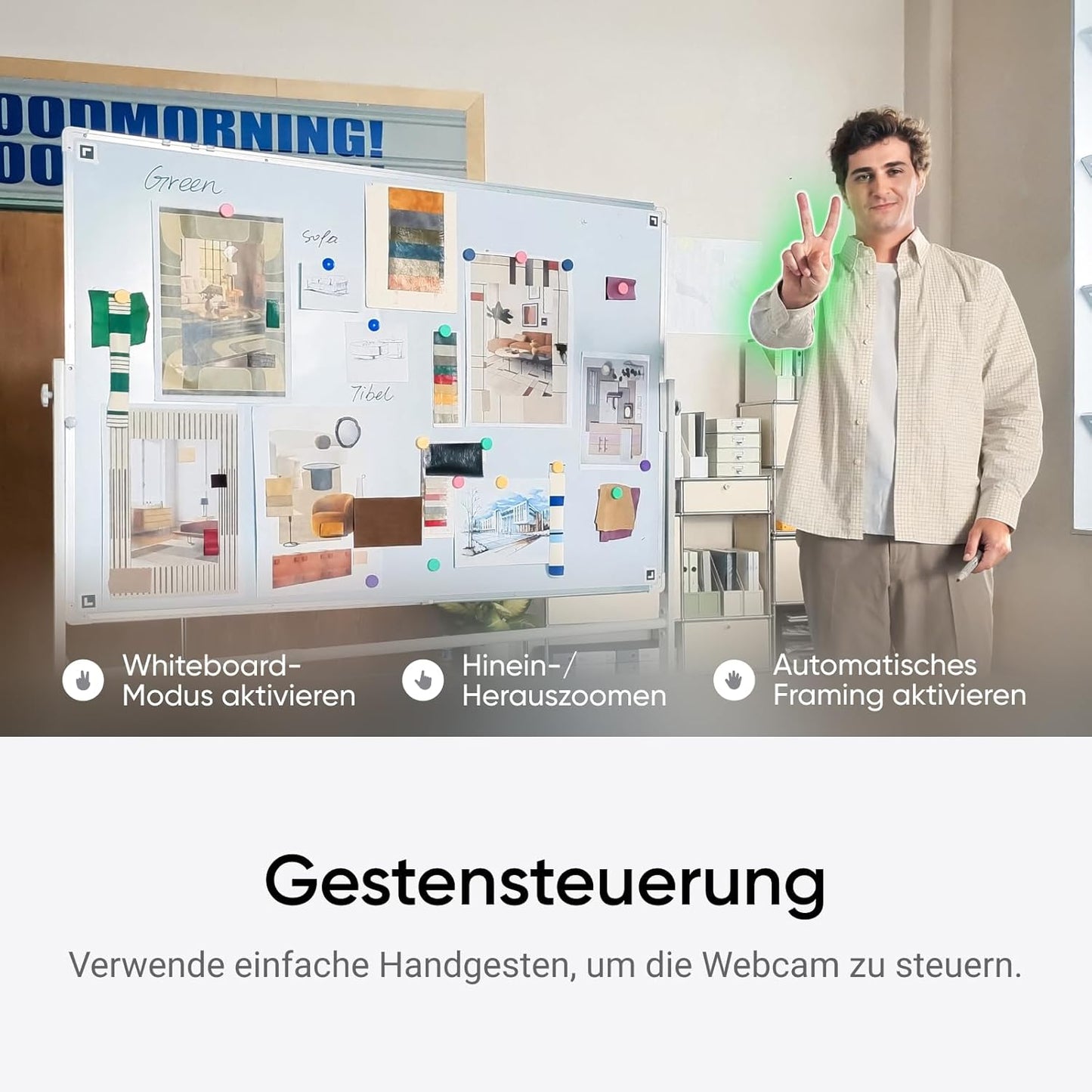 2C Webcam mit Auto-Framing und HDR, Polarweiss Standard-Bundle