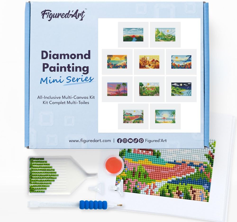 Mini Serie Diamond Painting Set mit 12 Stück, Sommerlandschaften PROBLEMYOUMUSTCHECK