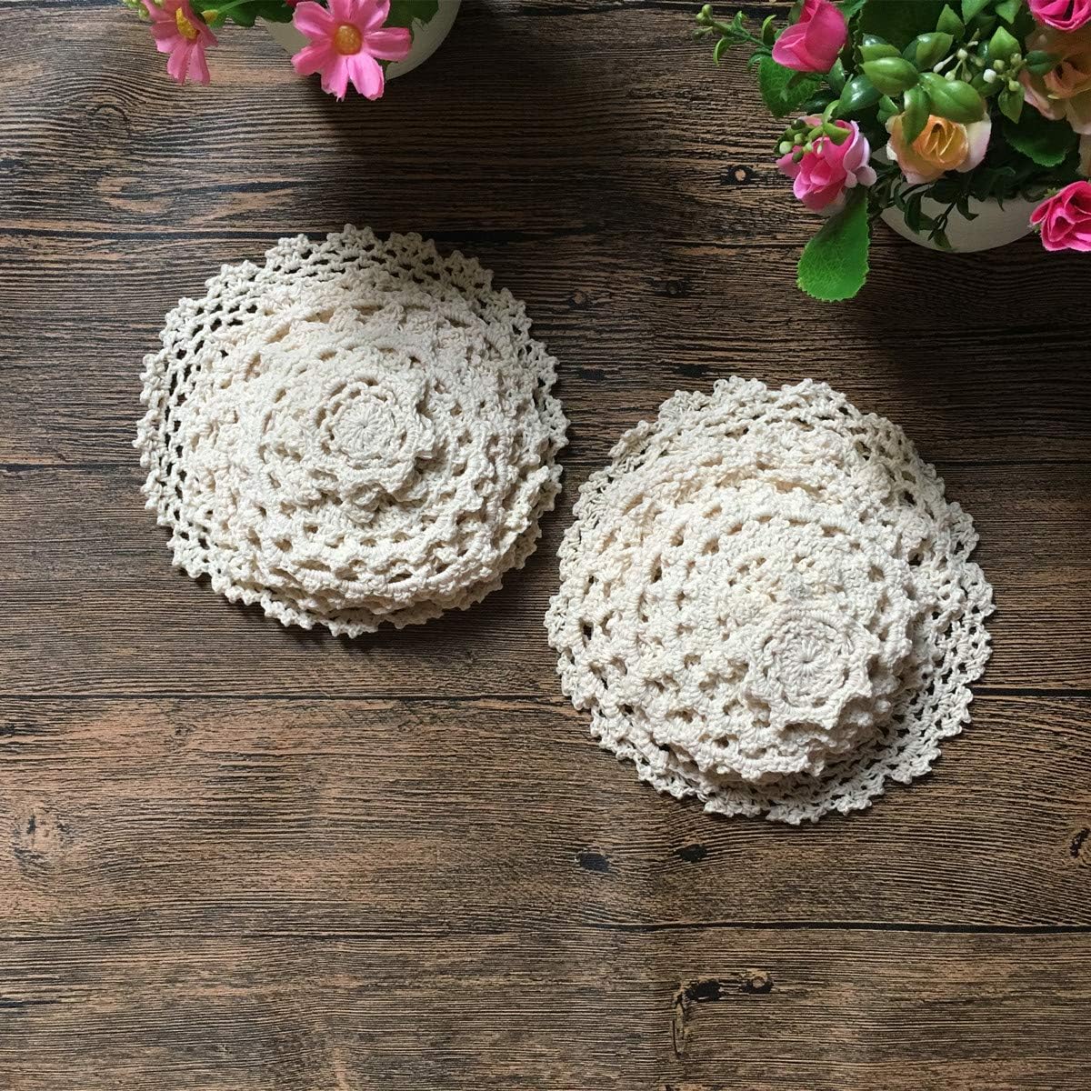 24-teiliges Spitzen-Häkeldeckchen-Set, Beige