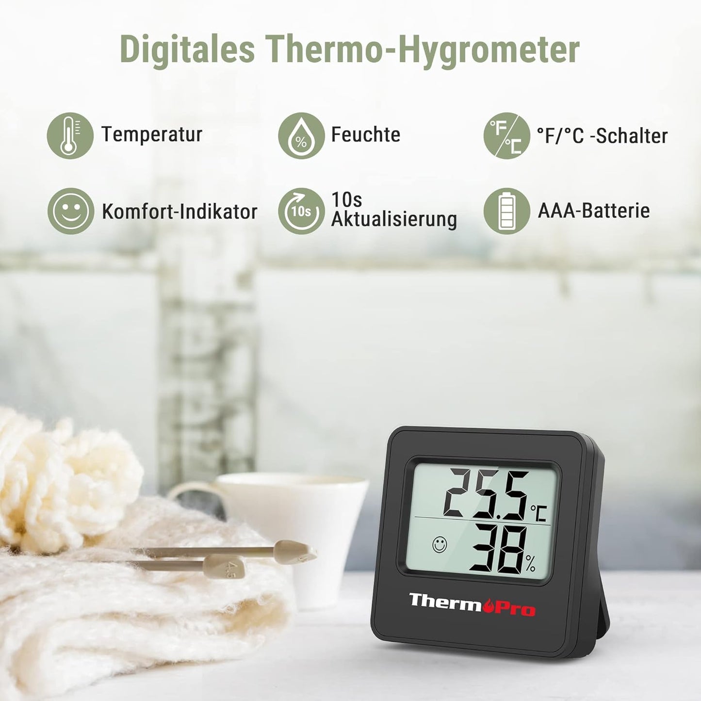 TP157 Mini Thermo-Hygrometer (3er-Set), Klassisch 3 Stück