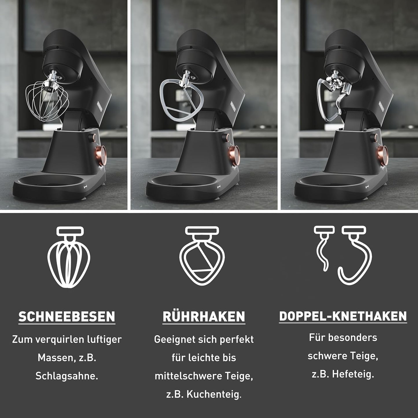 Küchenmaschine mit XL-Rührschüssel, Titan