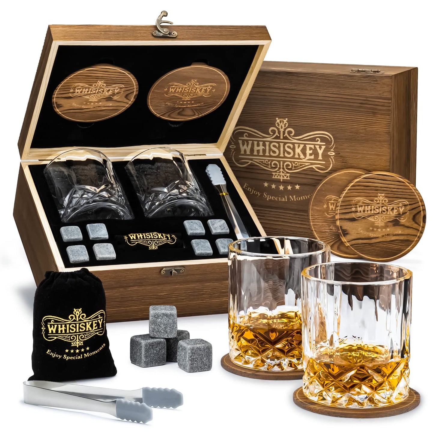 Whiskygläser mit Zubehör, 2 Gläser