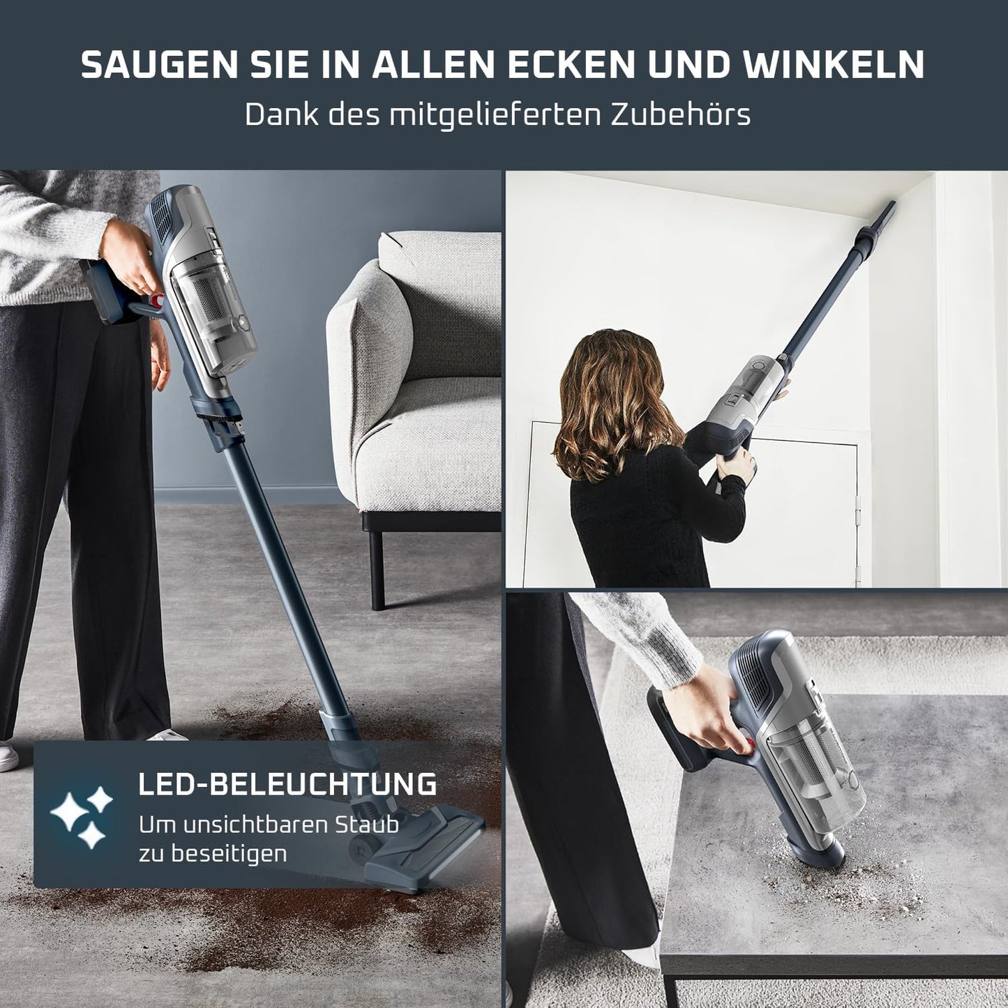 Akkustaubsauger RH6836EO X-Pert 6.60 mit LED-Bürstenkopf, Grau/Silber