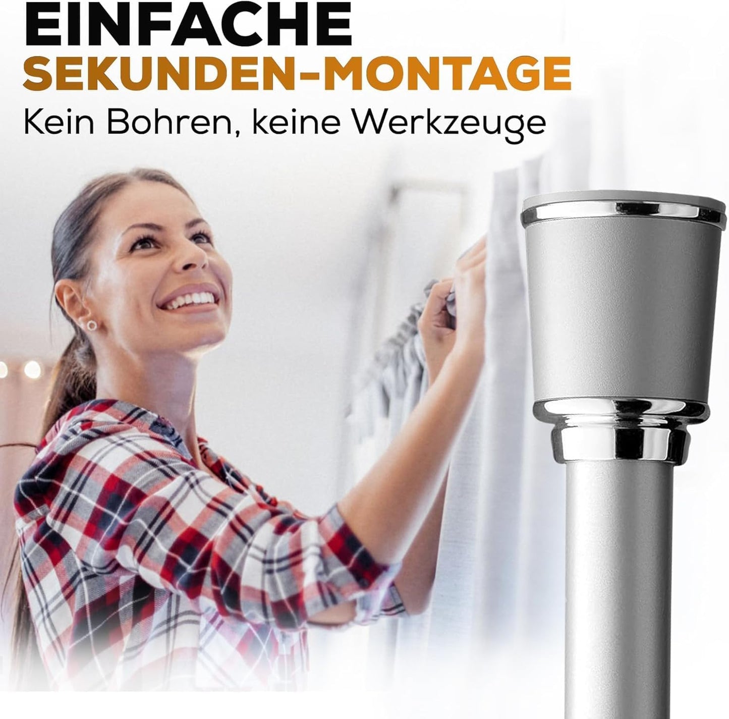Teleskop-Duschvorhangstange, 270-320 cm Grau