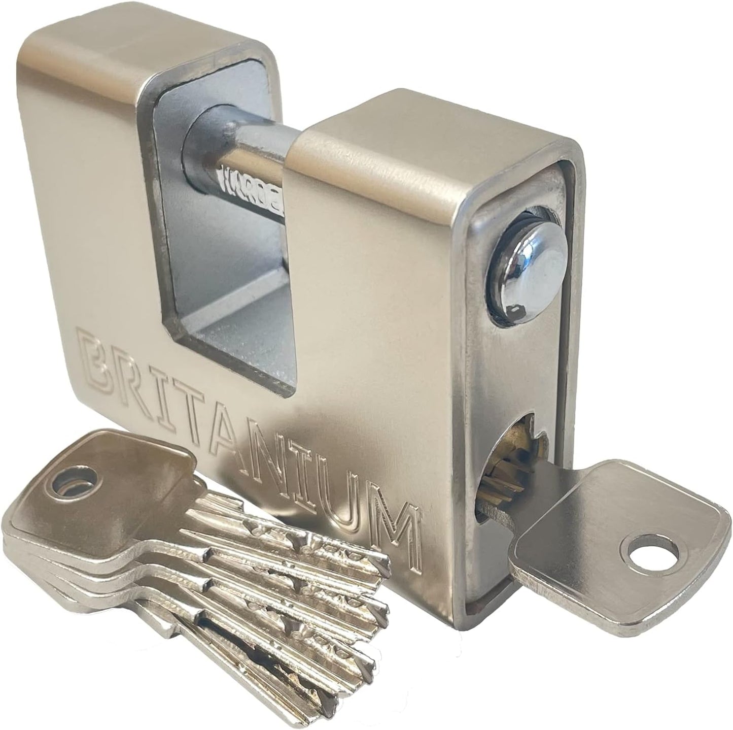Hochsicherheits-Vorhängeschloss BRP/74, 74 mm, 5 Schlüssel, Silber