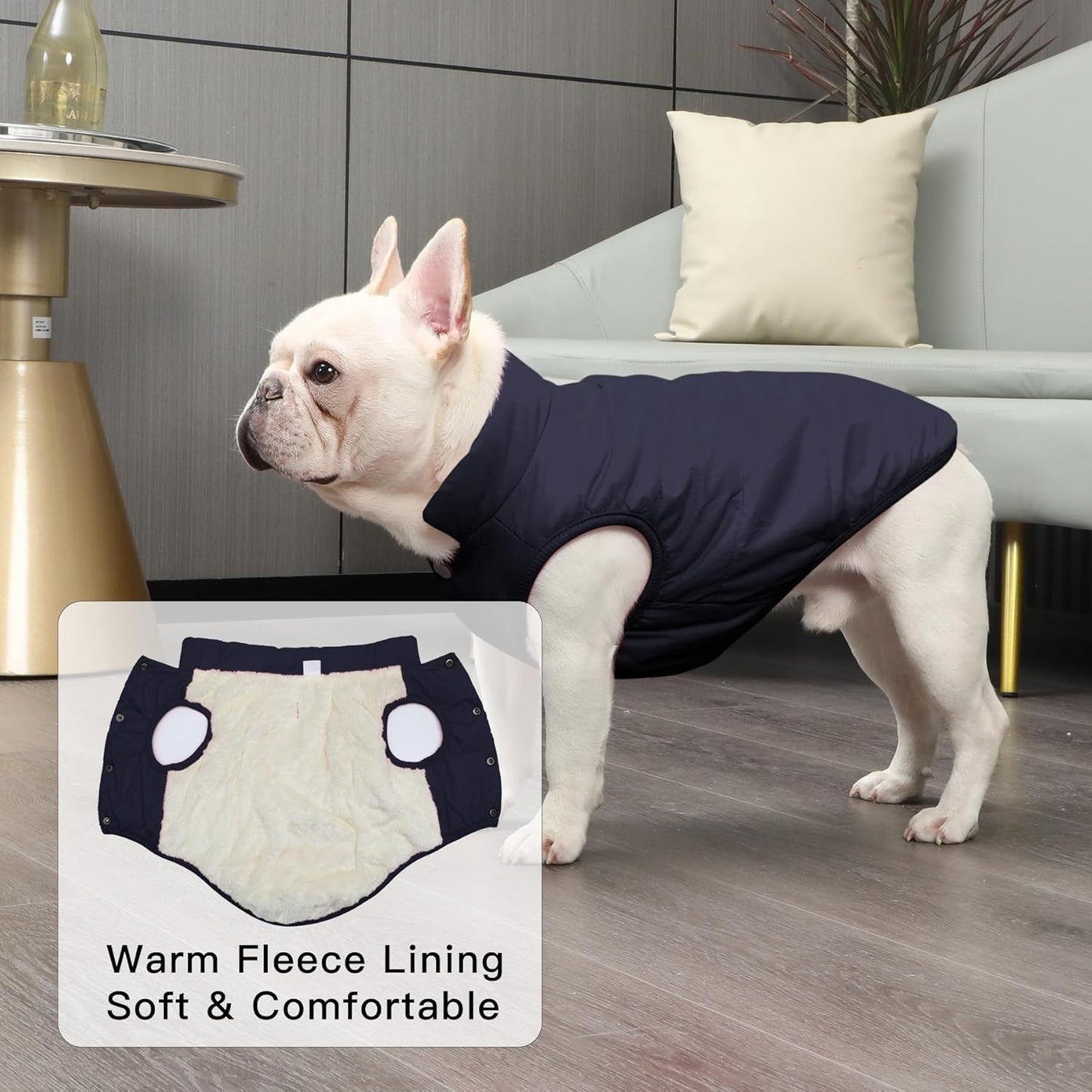 Mit Fleece gefütterte Hundejacke für Winter, M Blau