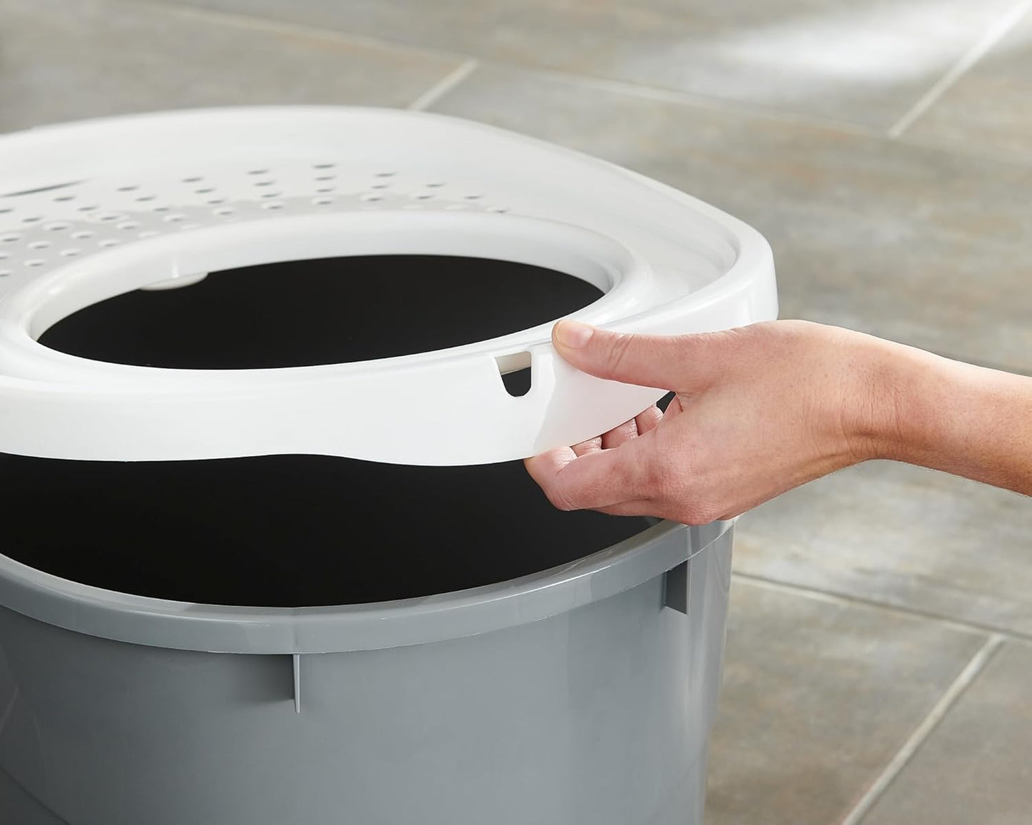 TECL-20 Katzentoilette geschlossen mit Schaufel, Grau Mittel