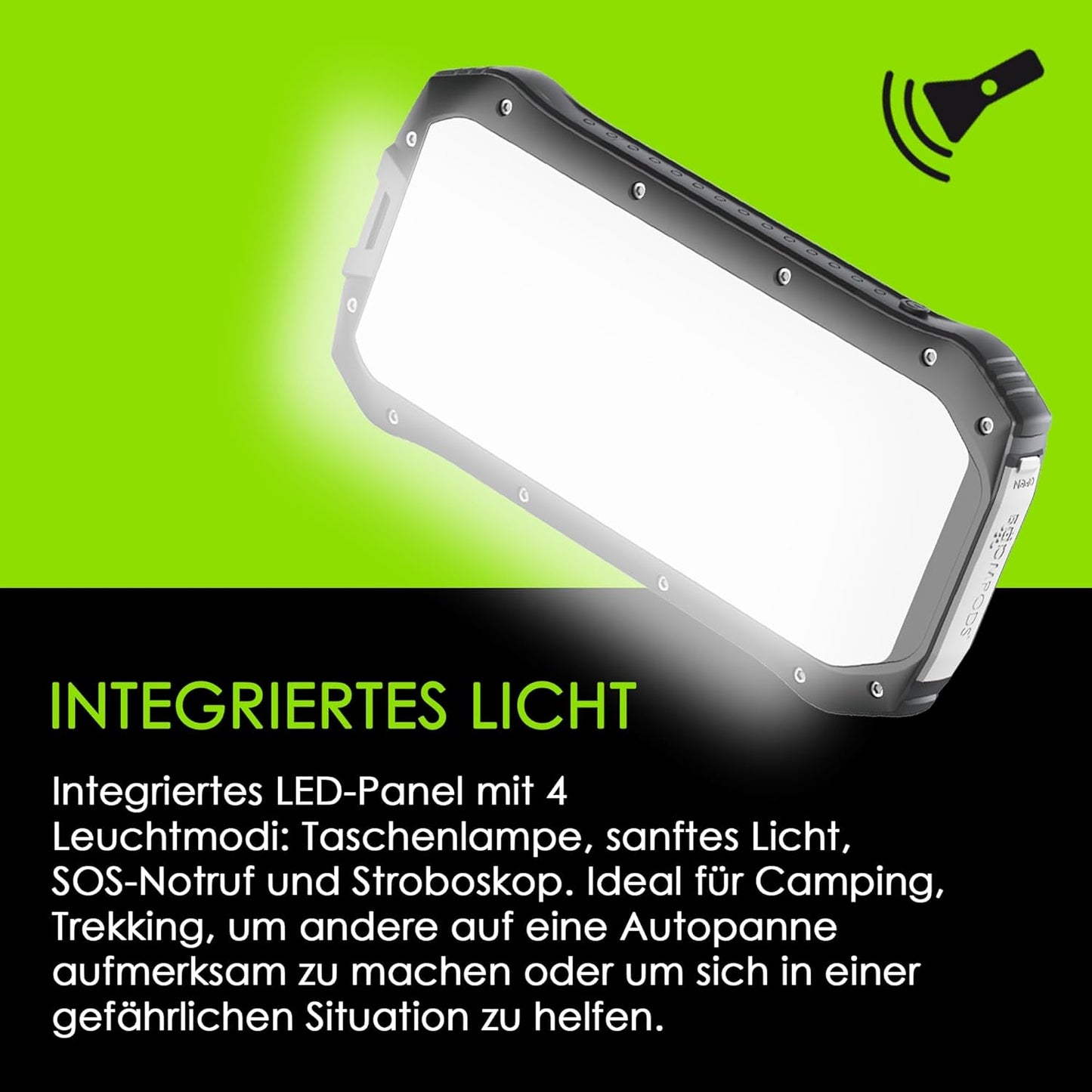 Neutron Solar-Powerbank mit LED-Lampe, Weiss