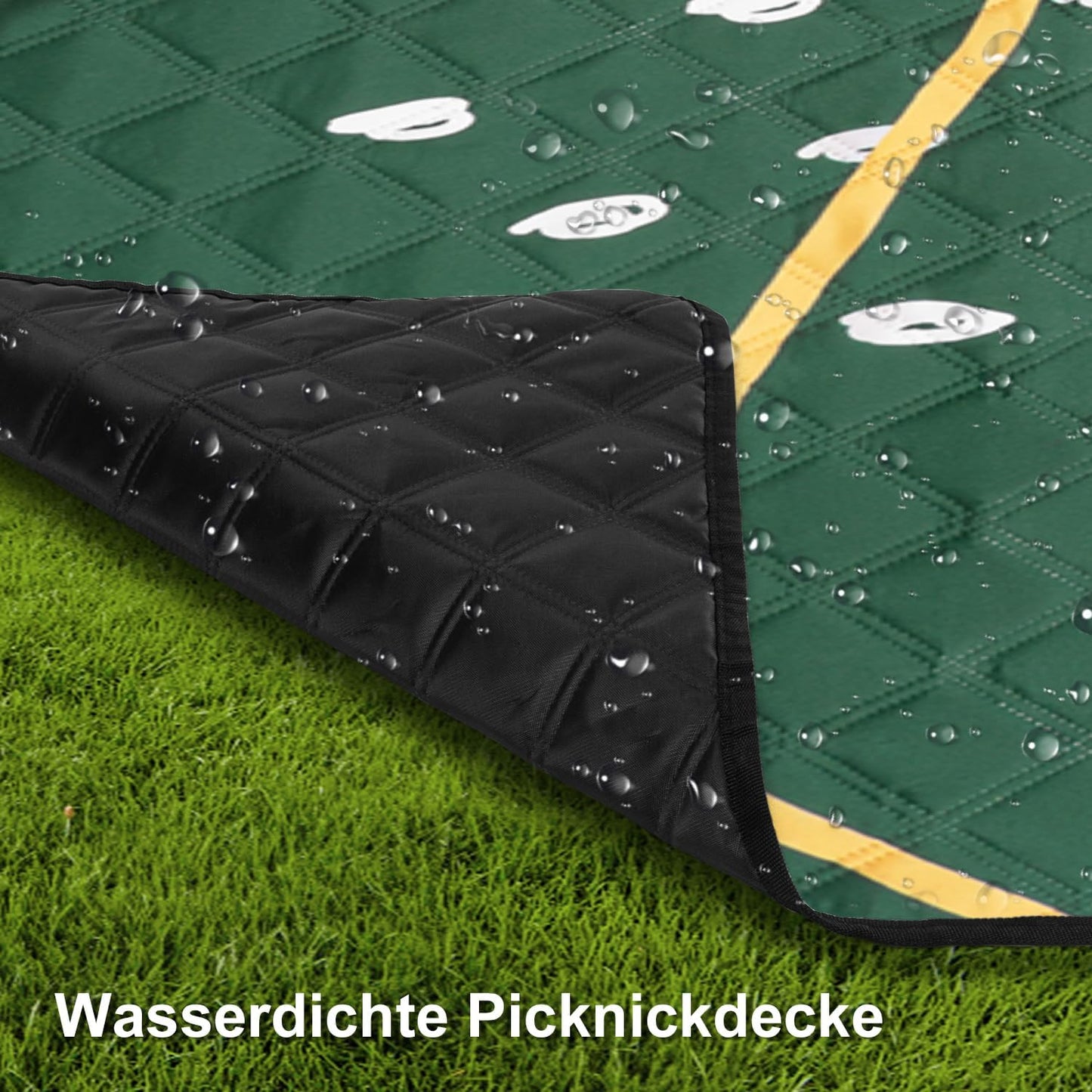 Picknickdecke 200x200 cm, Grün Blätter 200 x 200 cm