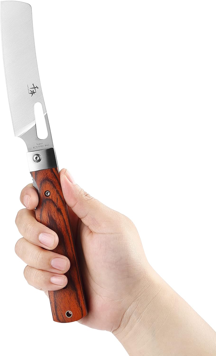 Faltbares Camping-Kochmesser, Farbe Holz Nakiri