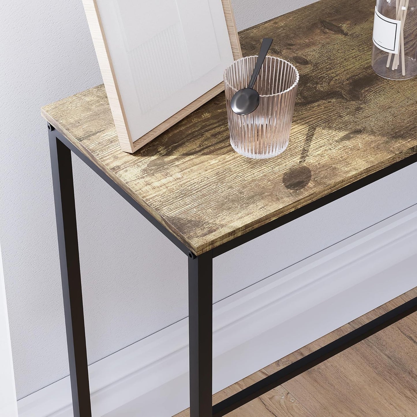 Brooklyn Konsolentisch aus Holz, ohne Schublade, Dark Wood No Drawer