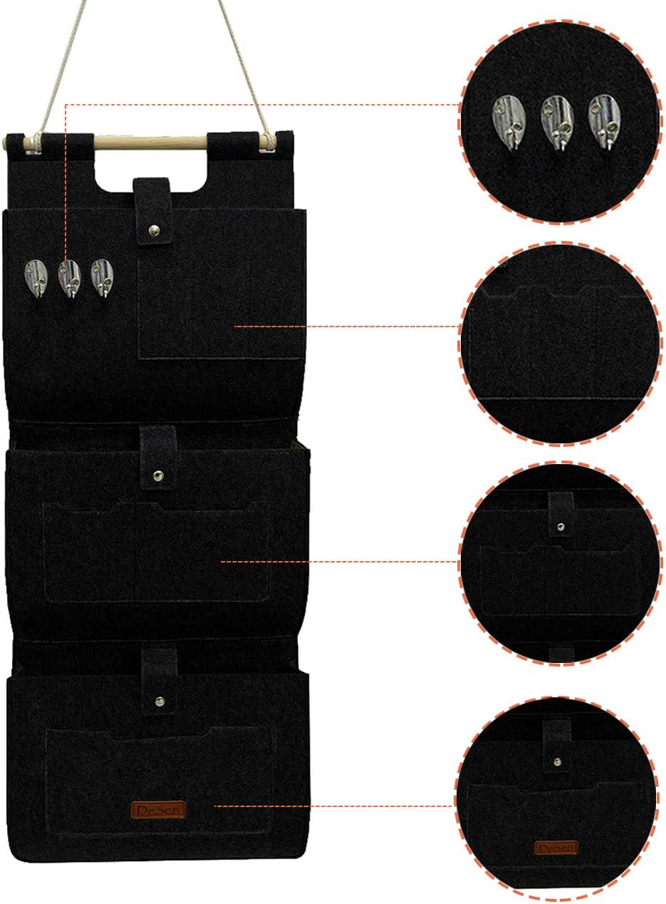 Hängeorganizer für Tür und Wand mit 3 Taschen, 3 Taschen Schwarz