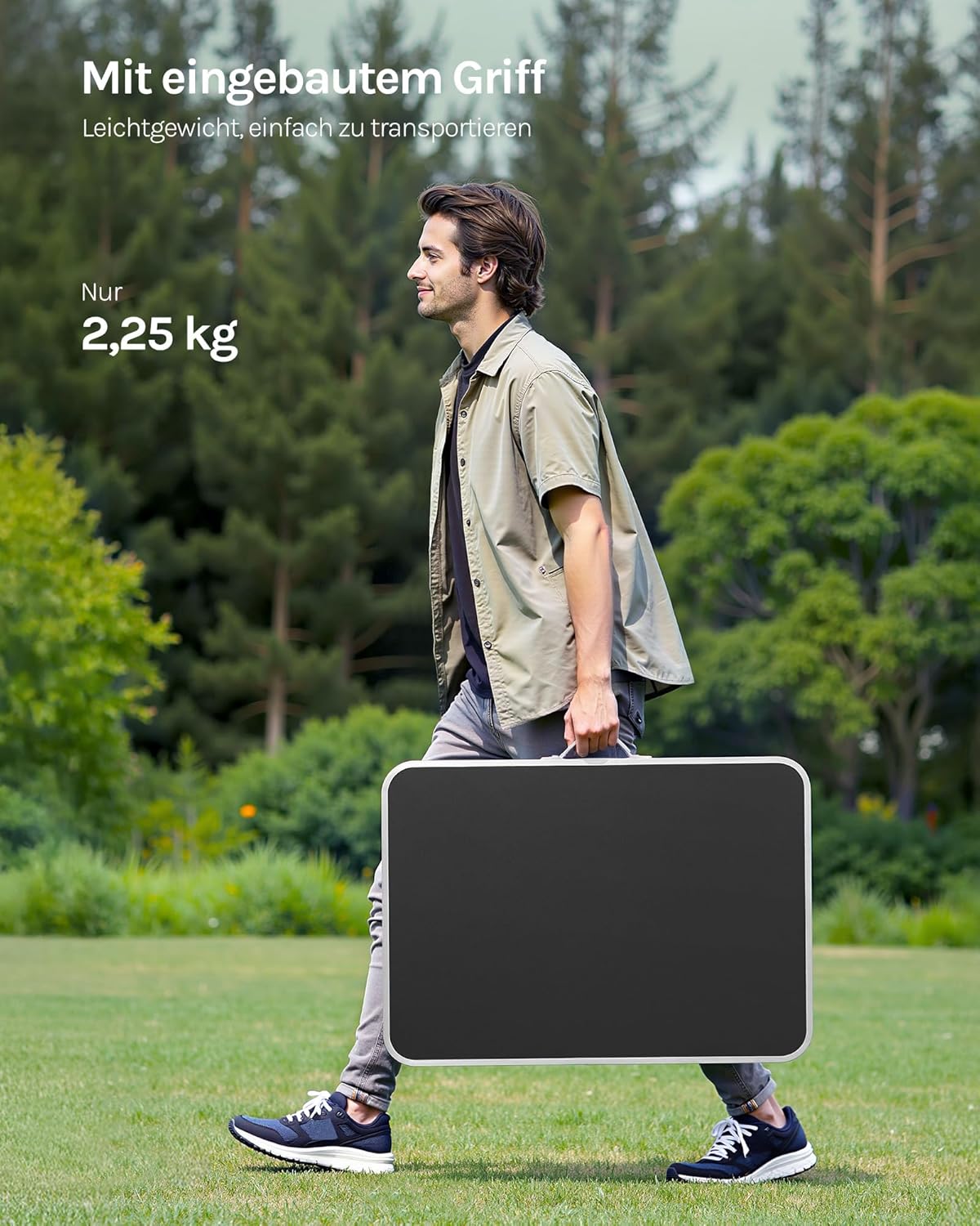 Klapptisch Campingtisch, Schwarz 70D x 50W x 60H cm