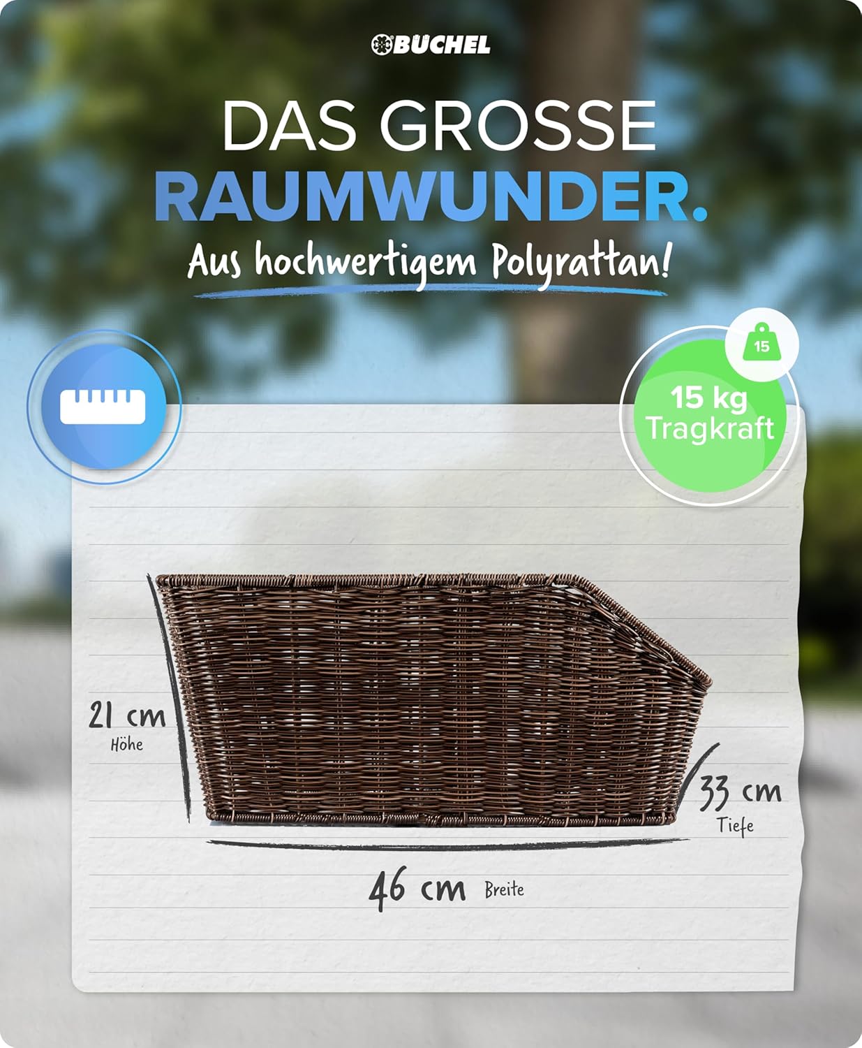 Fahrradkorb, Braun Single