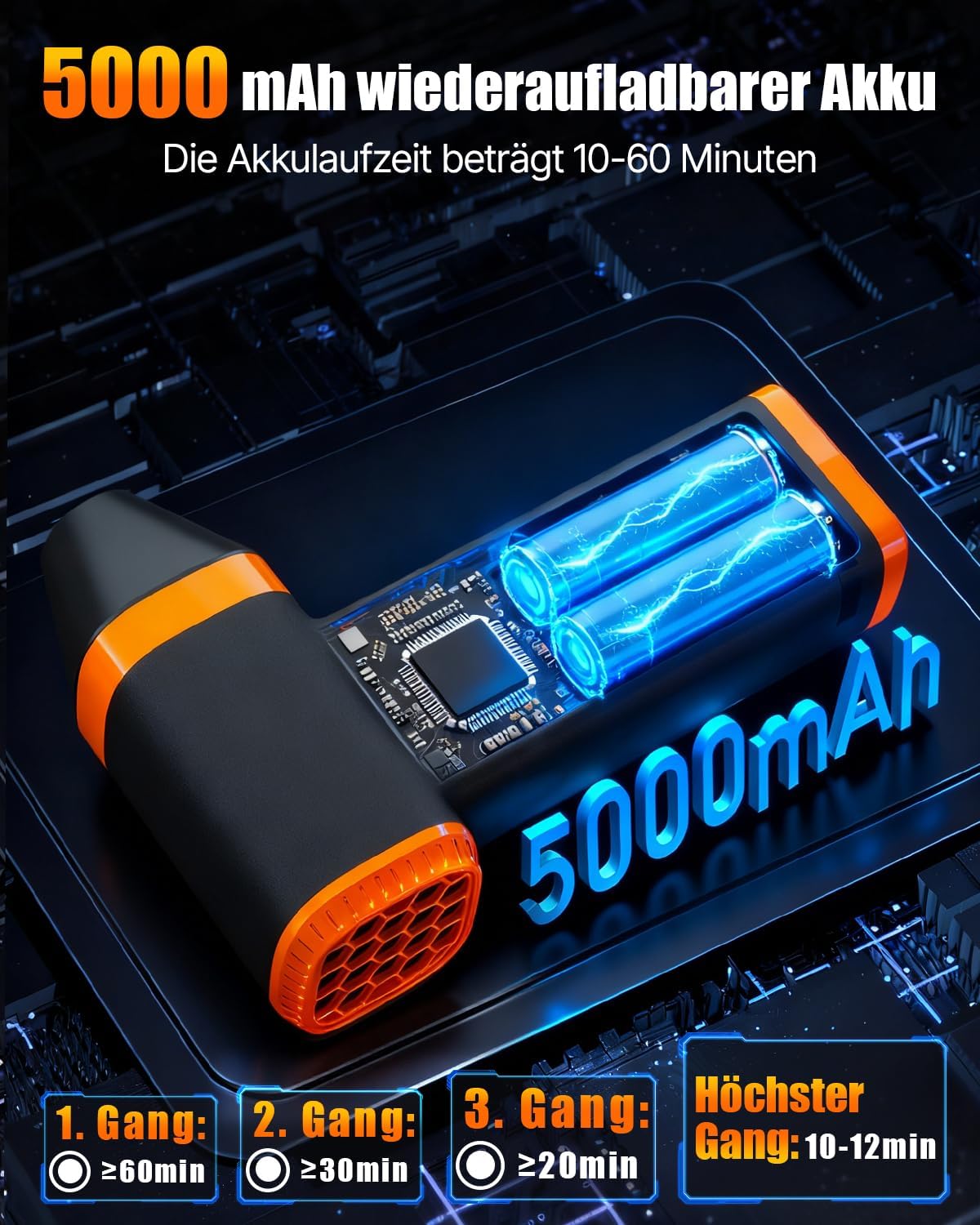 Elektrischer Staubgebläse, kabellos, wiederaufladbar