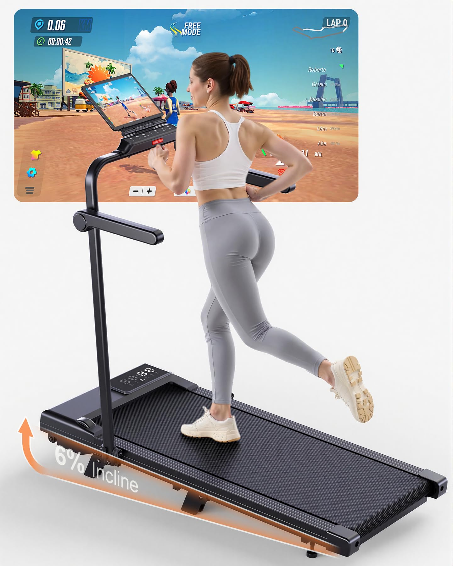 Walking Pad mit Steigung & App-Steuerung, 95cm Schwarz