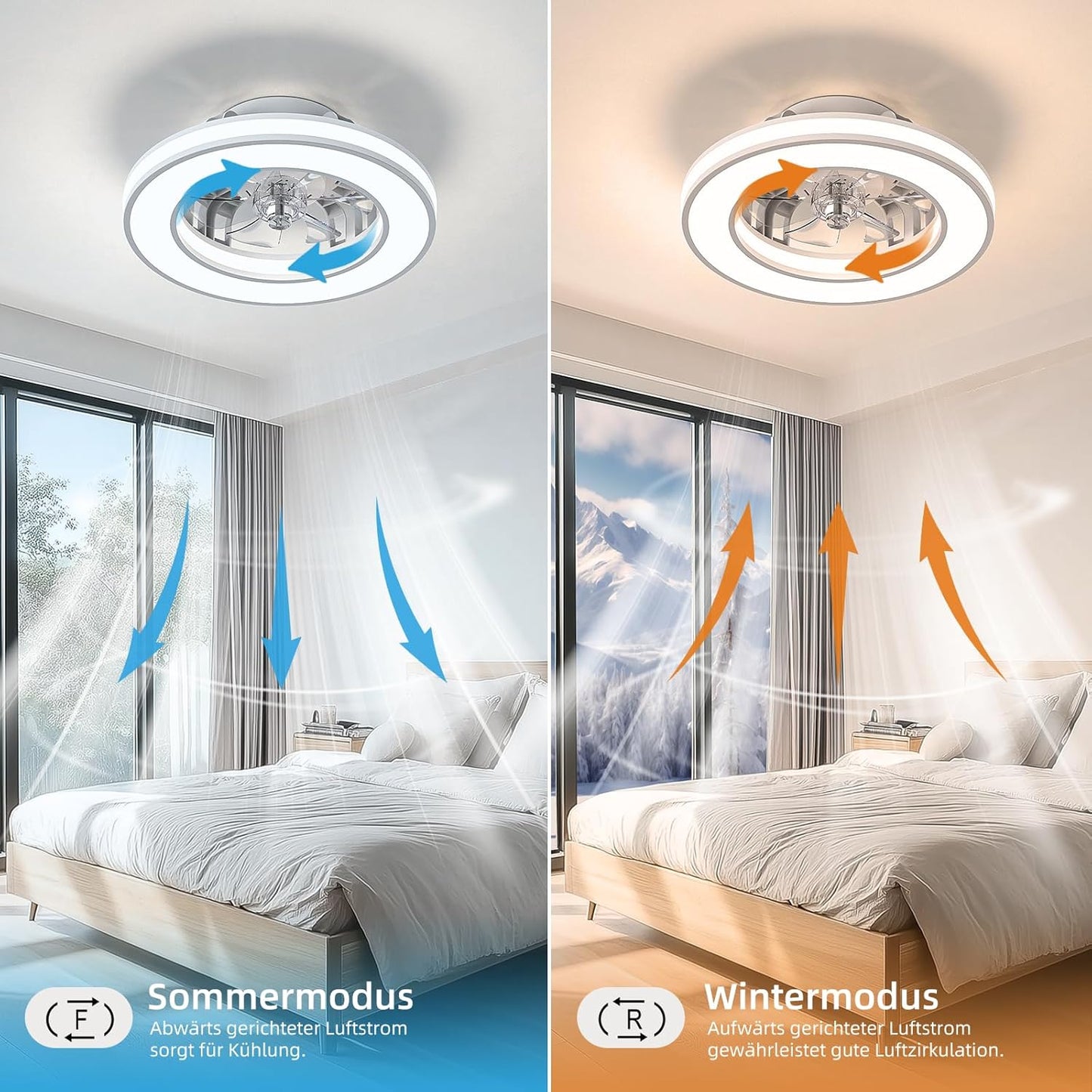 Deckenventilator mit Beleuchtung und Fernbedienung, Weiss 1 (3cct+rgb) 41.5CM