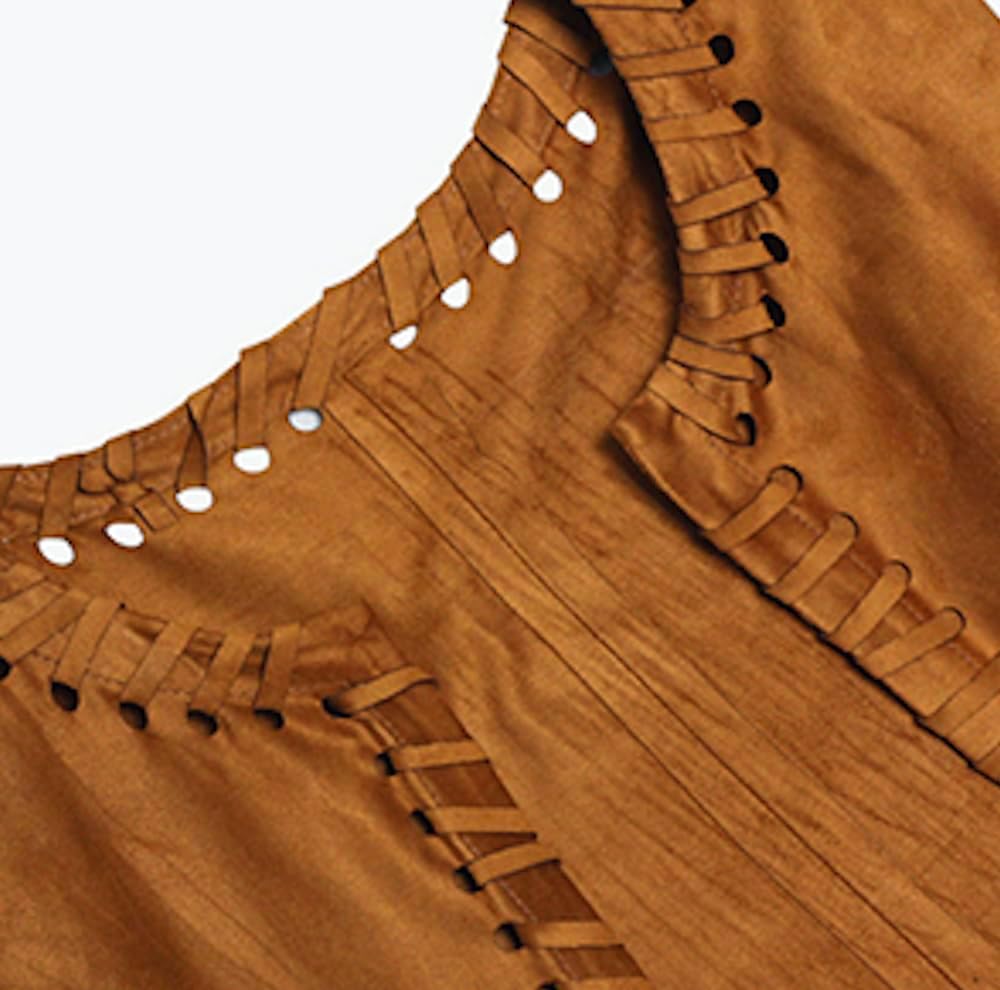 Fransenweste im Boho- und Hippie-Stil, S Hellbraun
