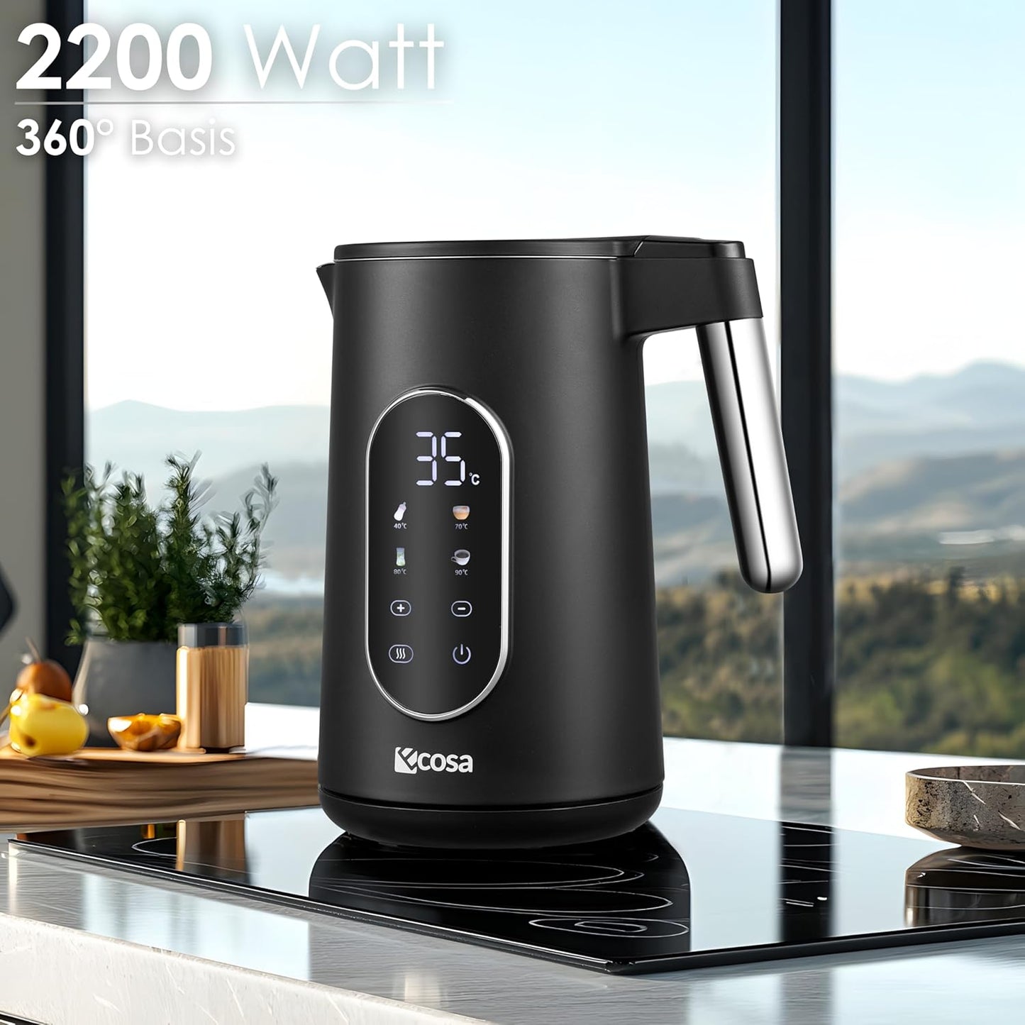 Wasserkocher mit Temperatureinstellung und Warmhaltefunktion