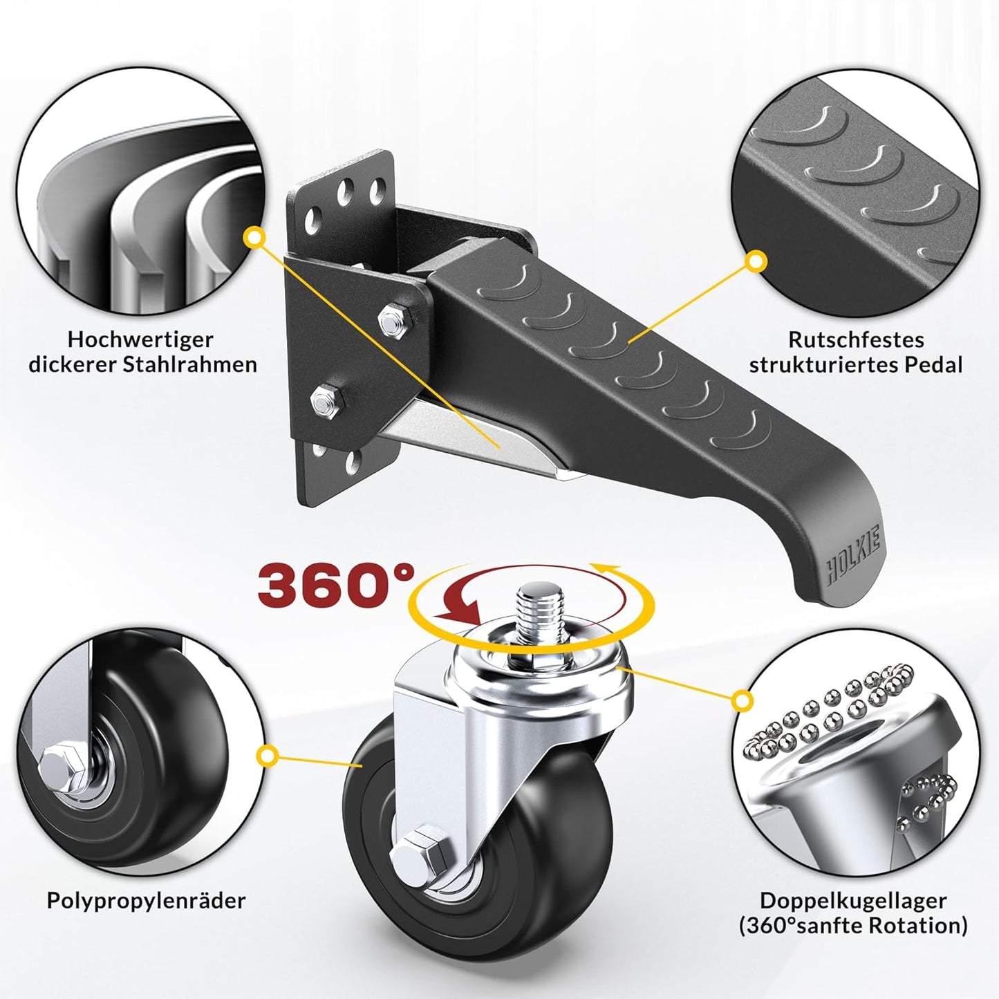 4-teiliges absenkbares Schwerlastrollen-Set, 315 kg