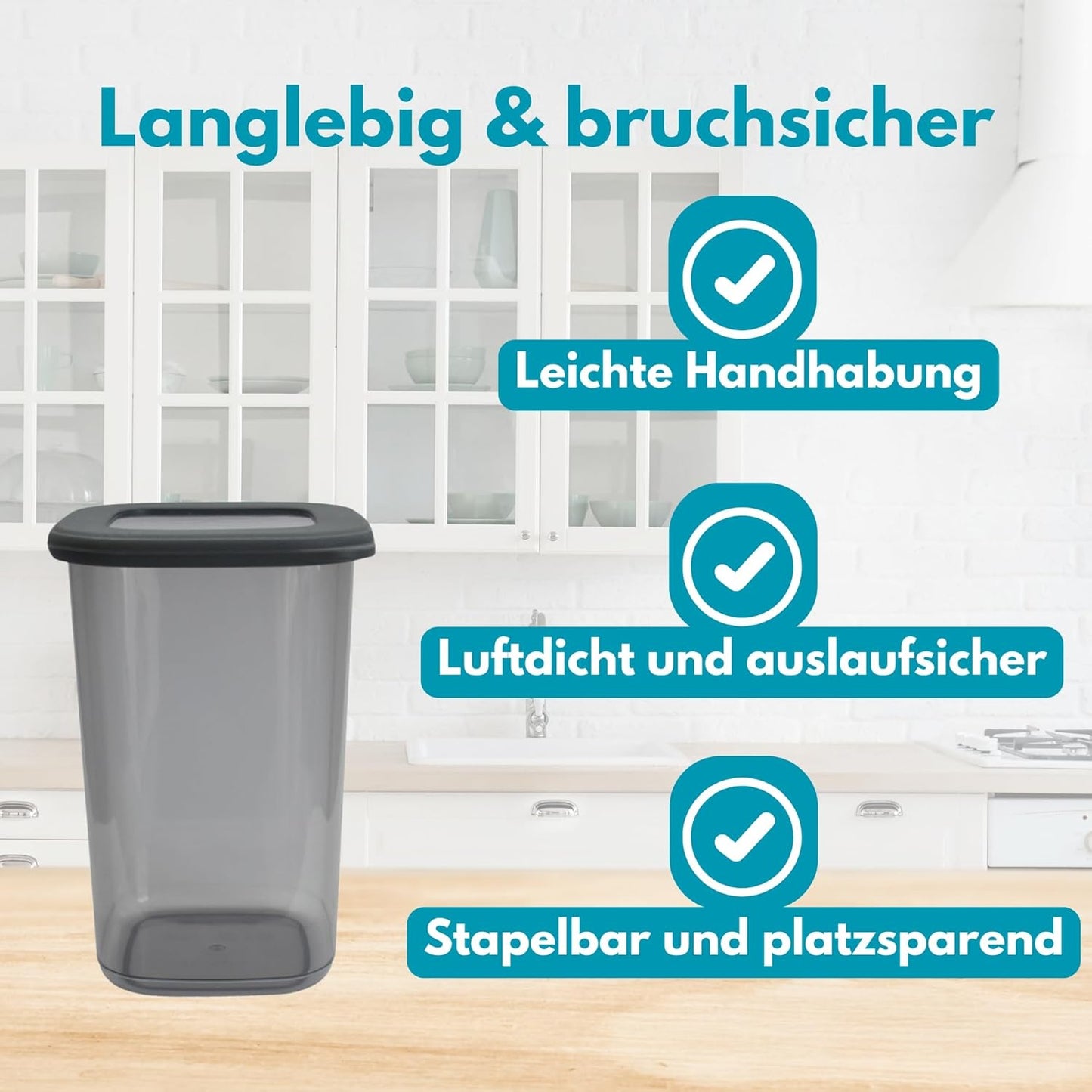 Luftdichte Vorratsdosen-Set (4-teilig) 1200ml, 4x 1200ml & 1x HLKauf-Block
