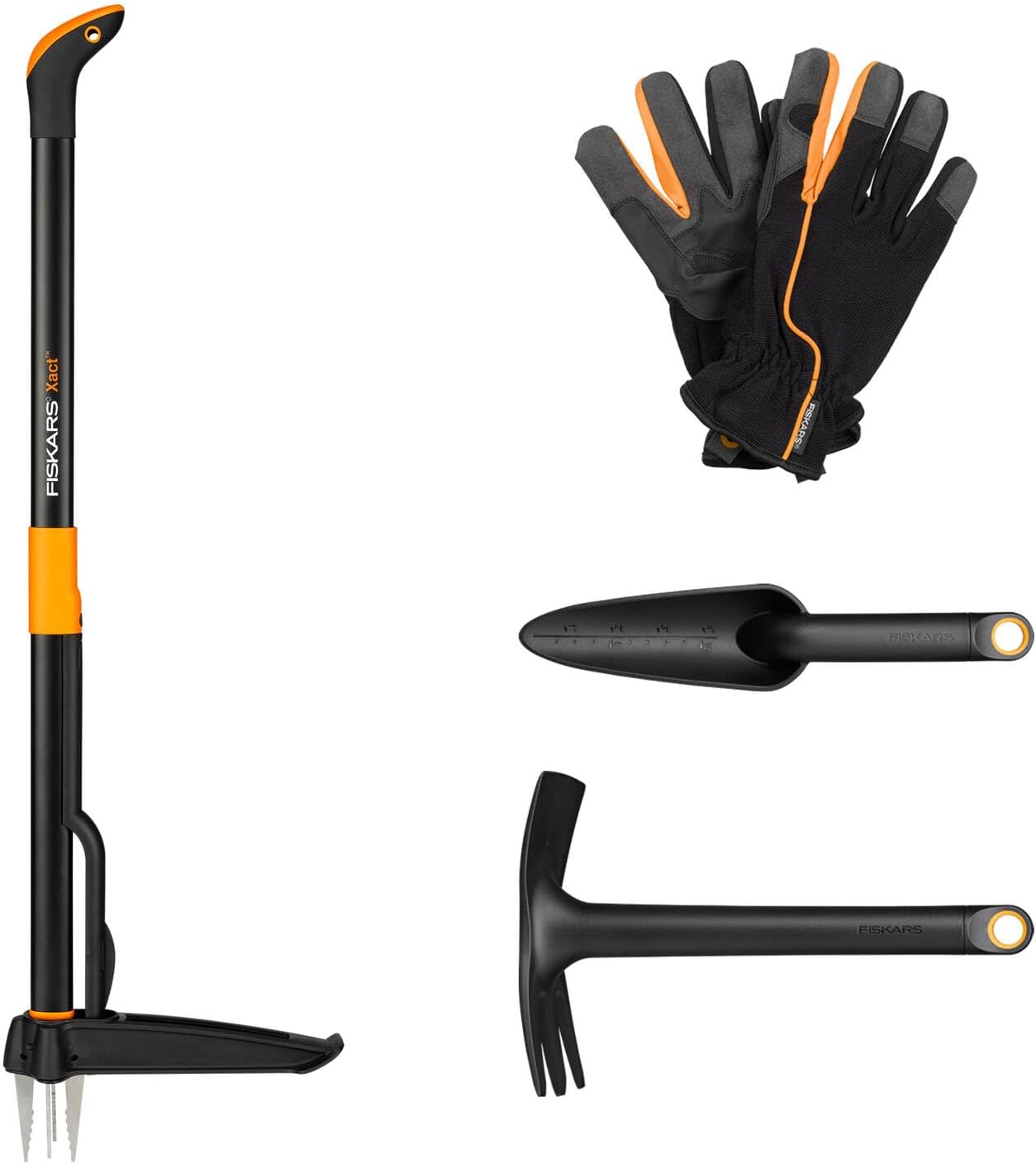 4-teiliges Gartenwerkzeug-Set, Xact + Pflanzwerkzeuge + Handschuhe