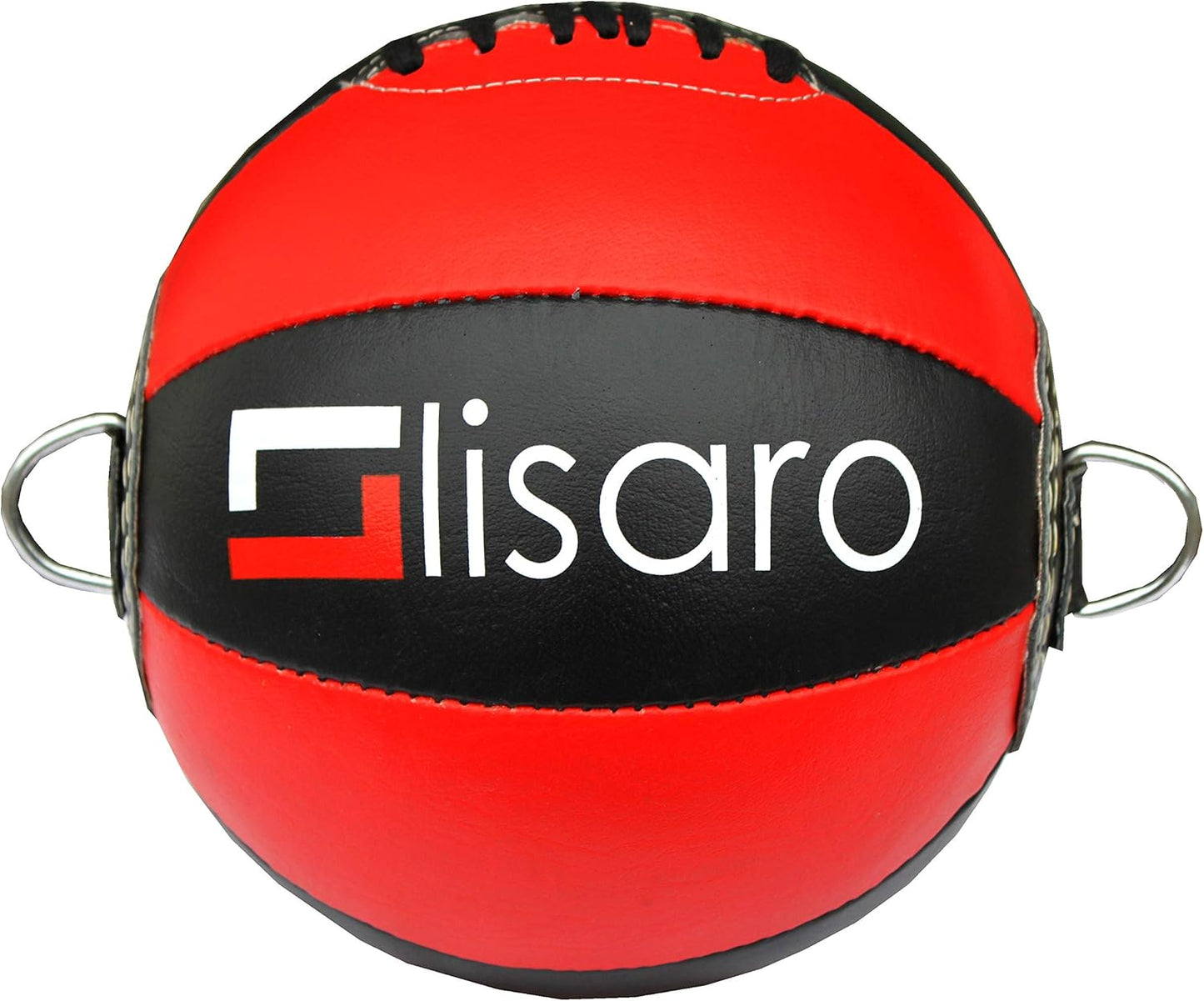 Leder Doppelendball mit elastischen Spanngurten, schwarz - rot