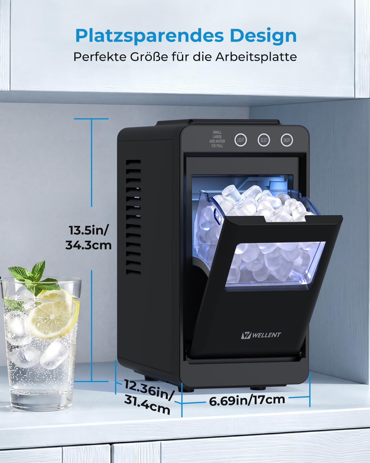Eiswürfelmaschine mit Schublade & Reinigung, Schwarz