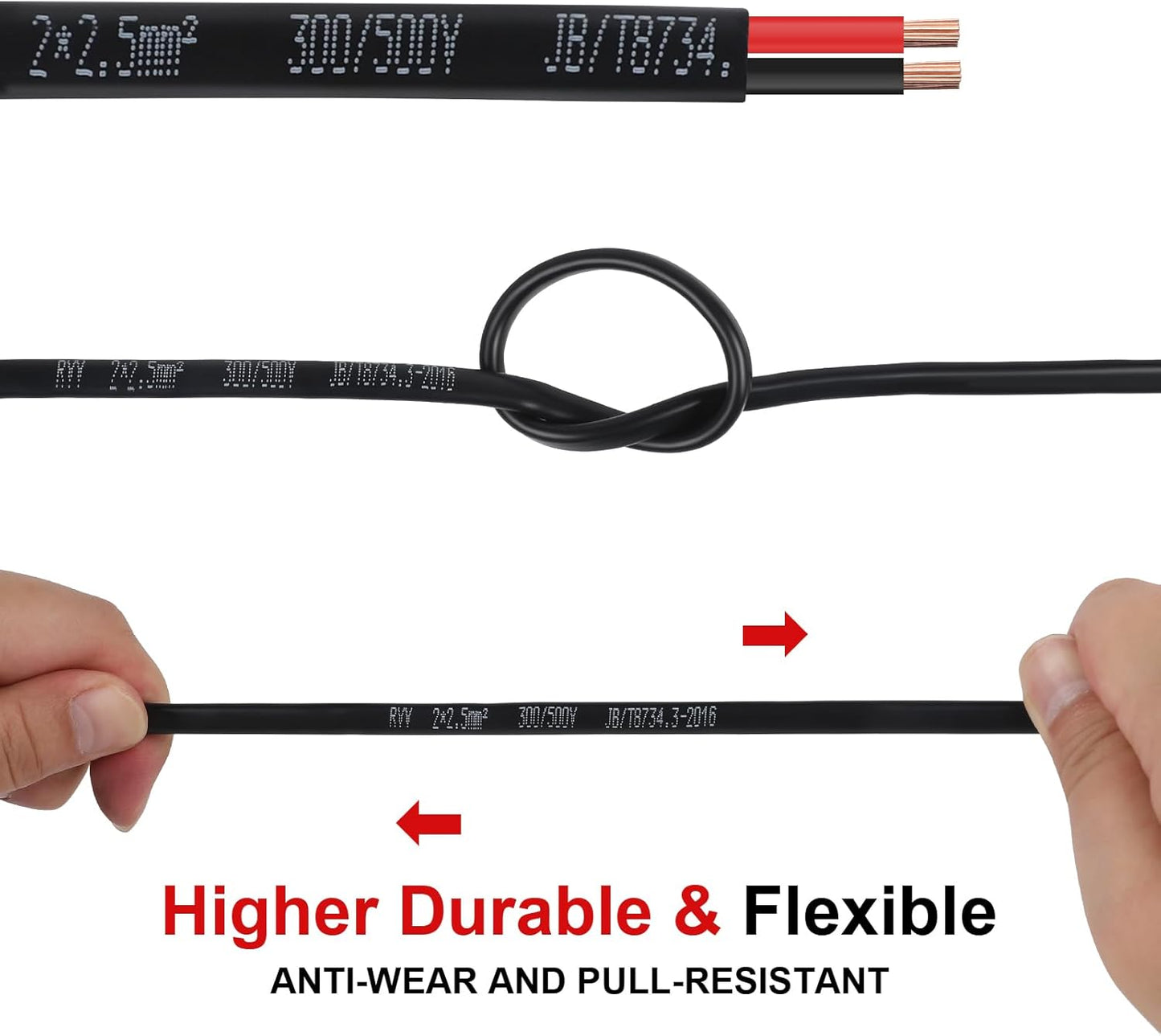 Flaches Zweileiterkabel 2-adrig 2.5 mm², 2x 2,5 mm² 10 Meter