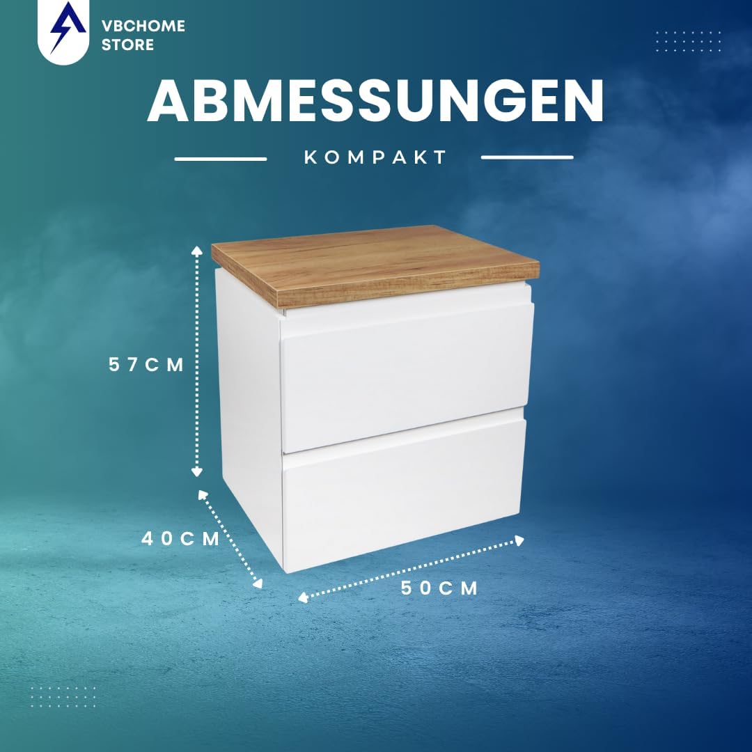 Unterschrank-Set mit Aufsatzwaschbecken, 1. Moduo Weiss 50 + Amelia 48