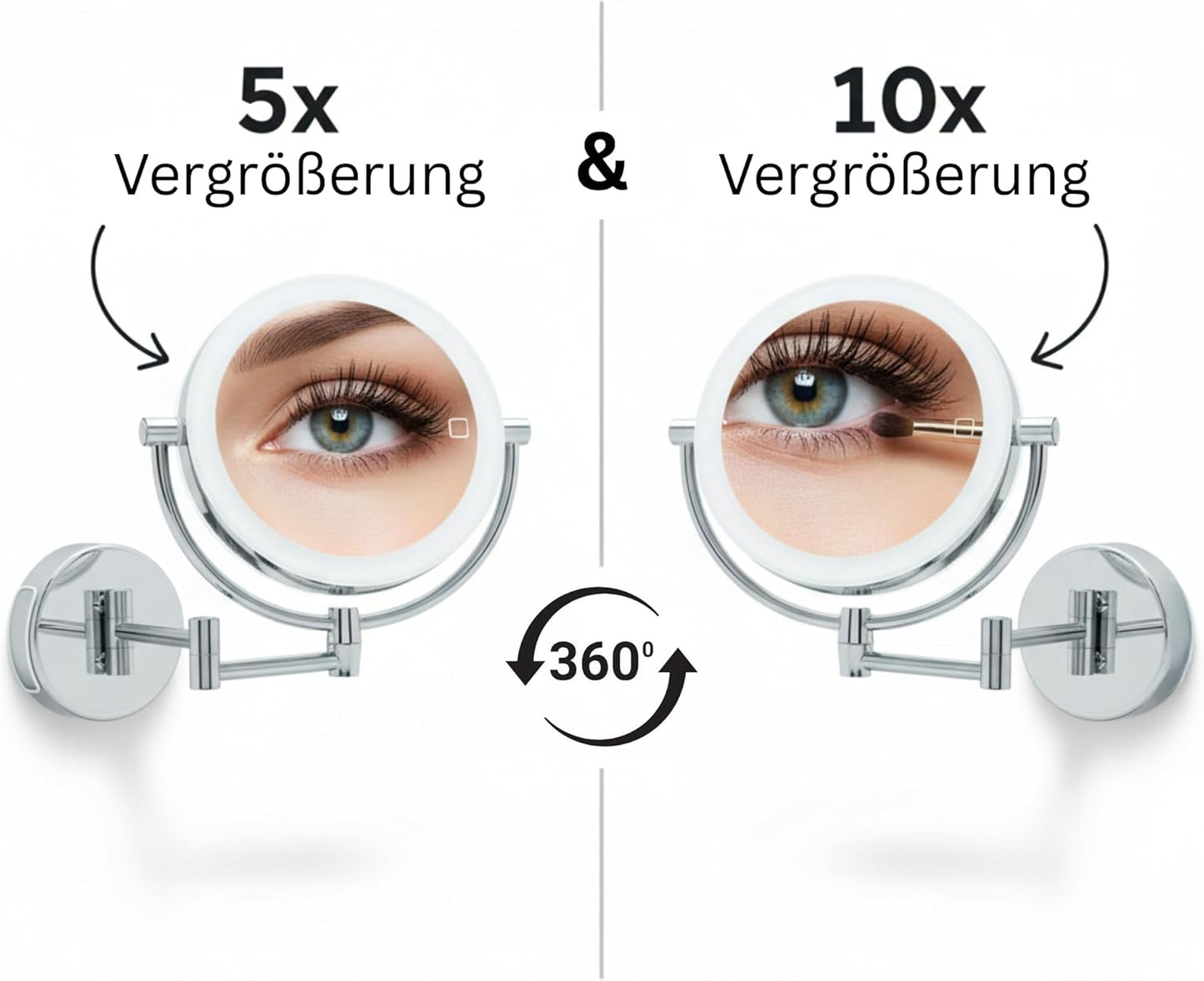LED Kosmetikspiegel Modena, 5x/10x Usb