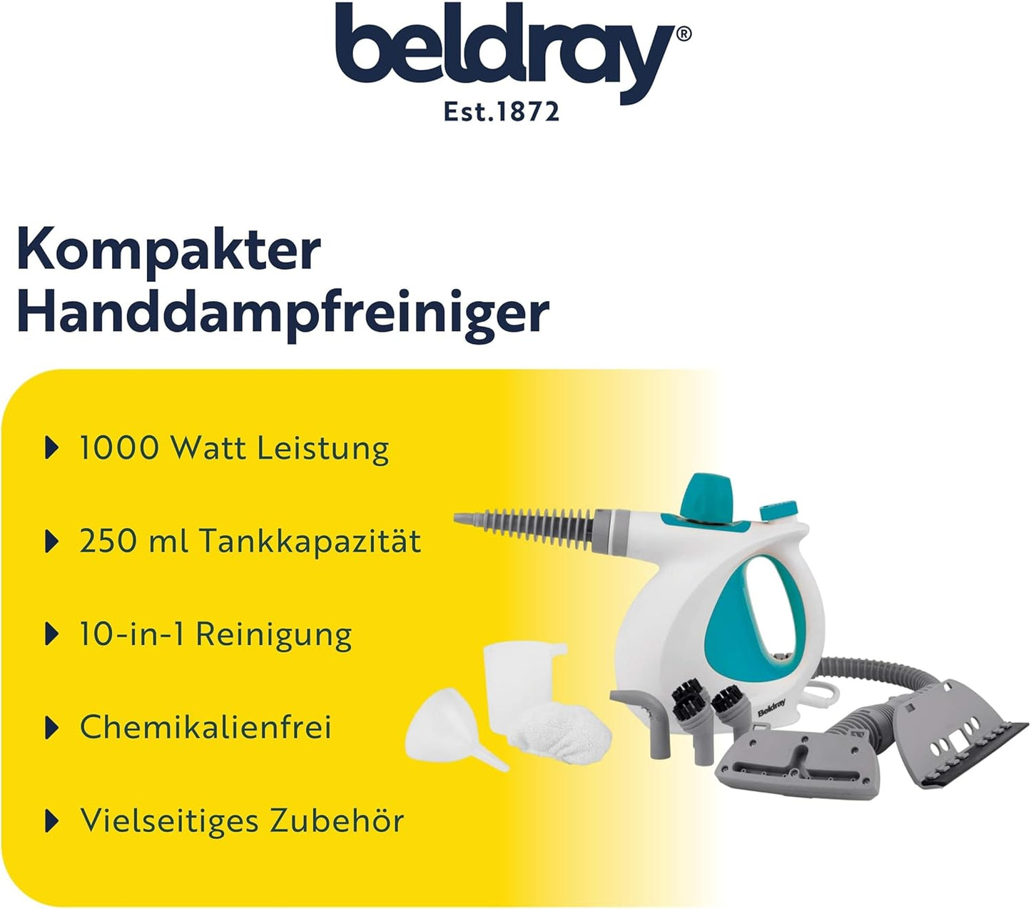 10-in-1 Dampfreiniger Handgerät für Bad und Fenster, EU-Stecker