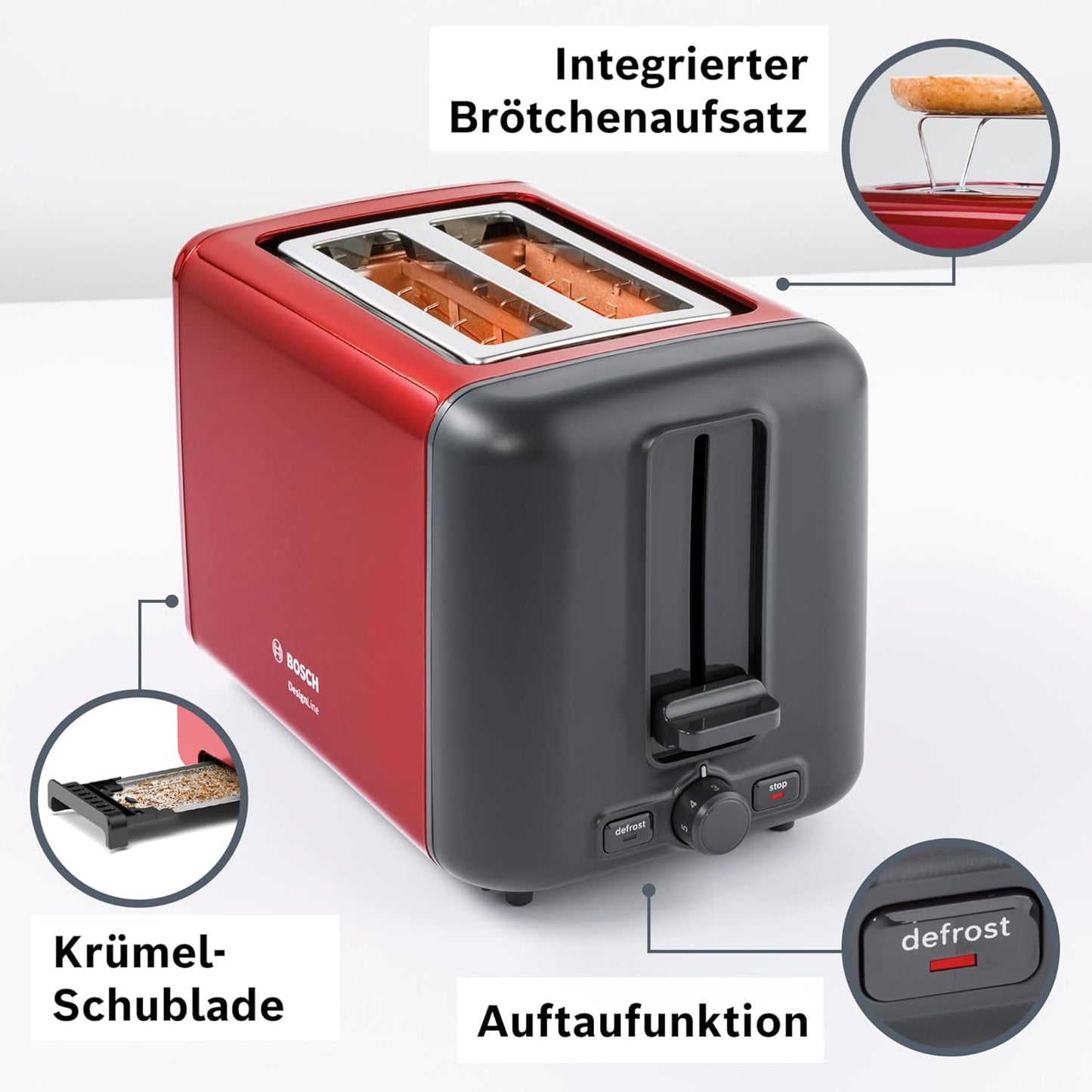 Kompakt DesignLine TAT3P424DE, Rot, Front-lackiert