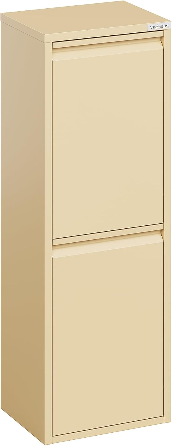 Küchenmülleimer mit Klappdeckel, 2x15L, 2 x 15 L Beige
