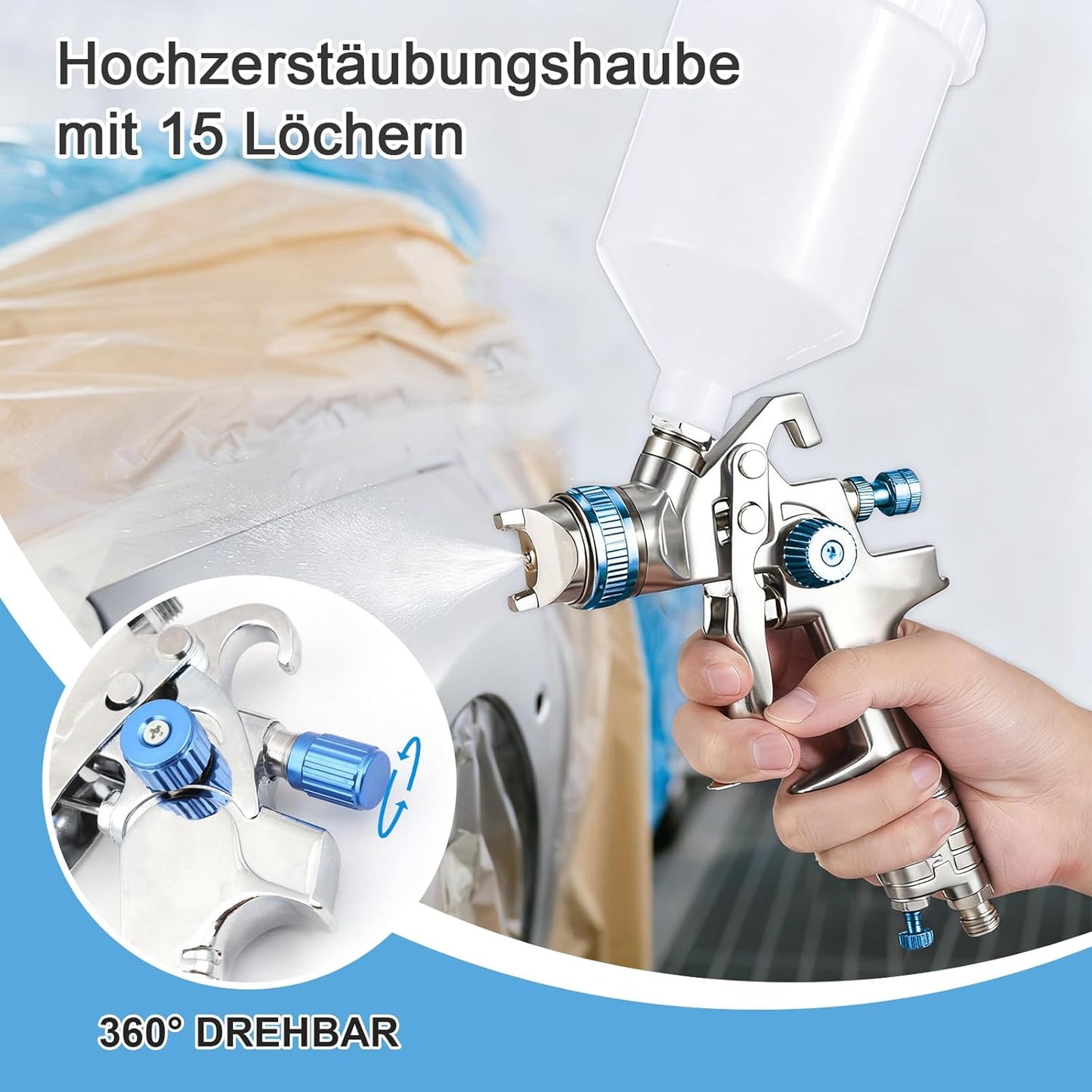 HVLP Lackierpistole-Kit mit 3 Düsen und Druckregler
